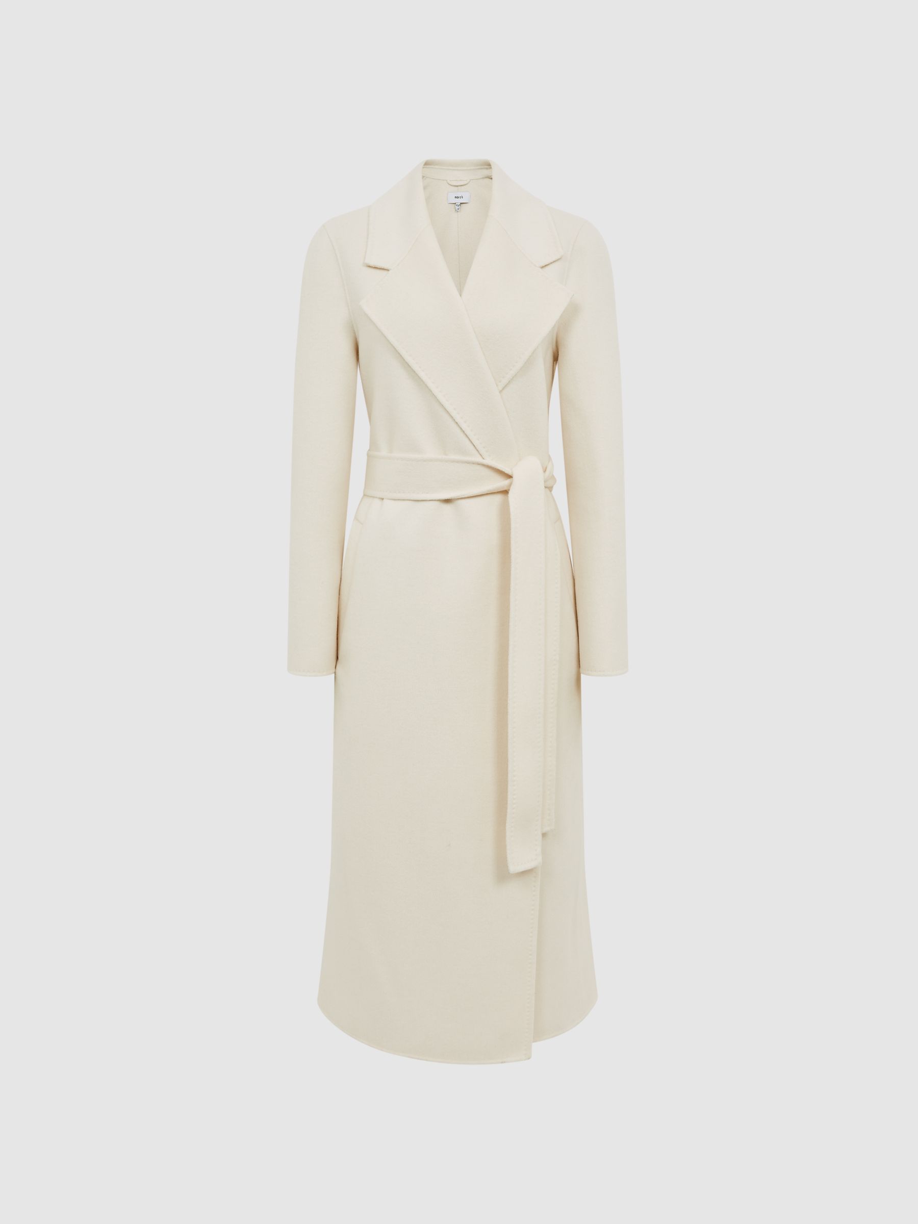 Wool Blend Blindseam Belted Coat in Cream - Image 2 of 6