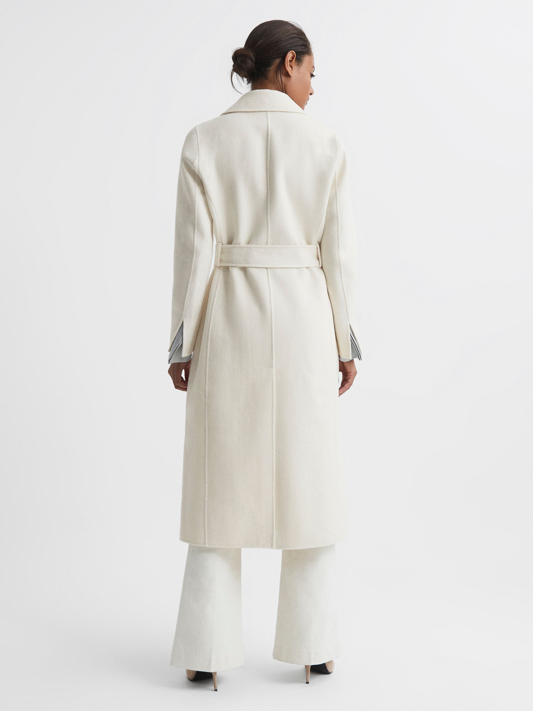 Wool Blend Blindseam Belted Coat in Cream - Image 5 of 6
