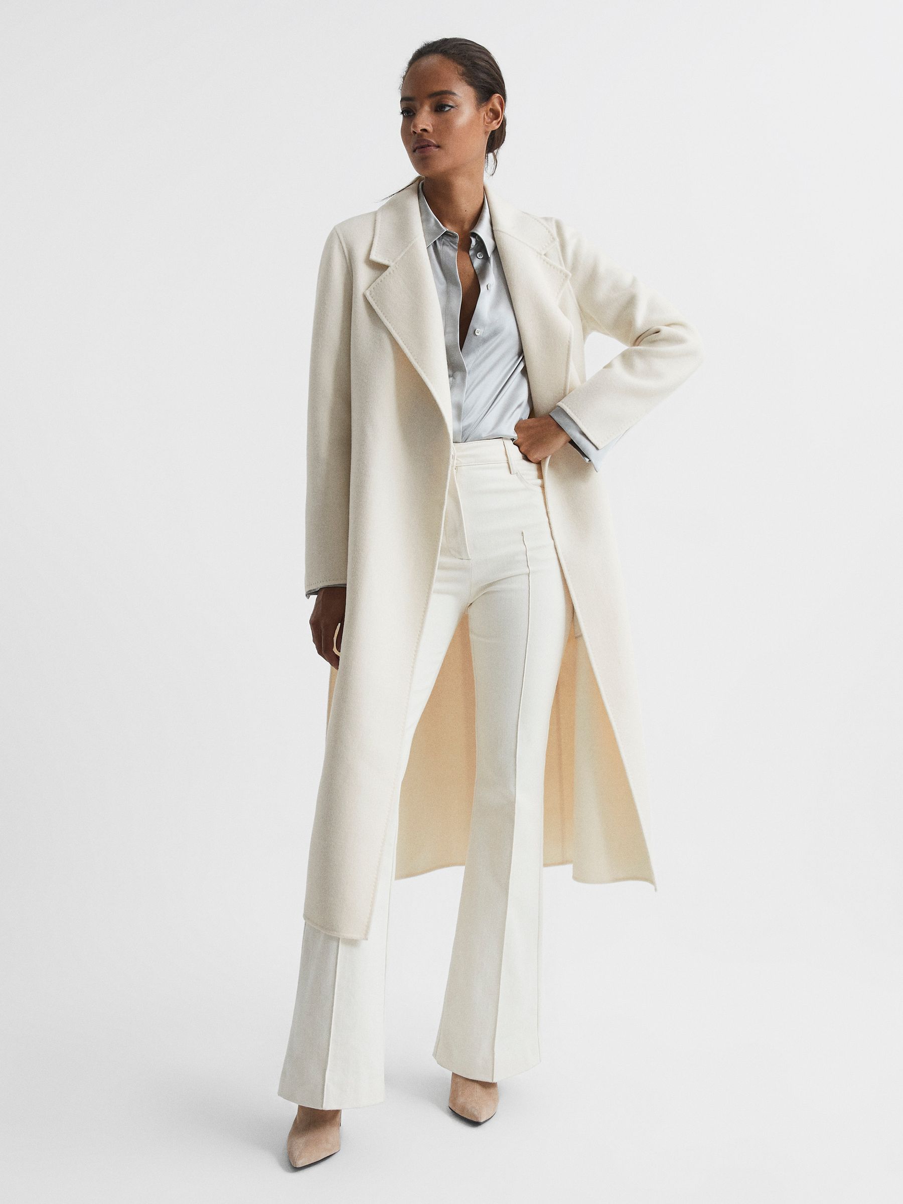 Wool Blend Blindseam Belted Coat in Cream - Image 6 of 6