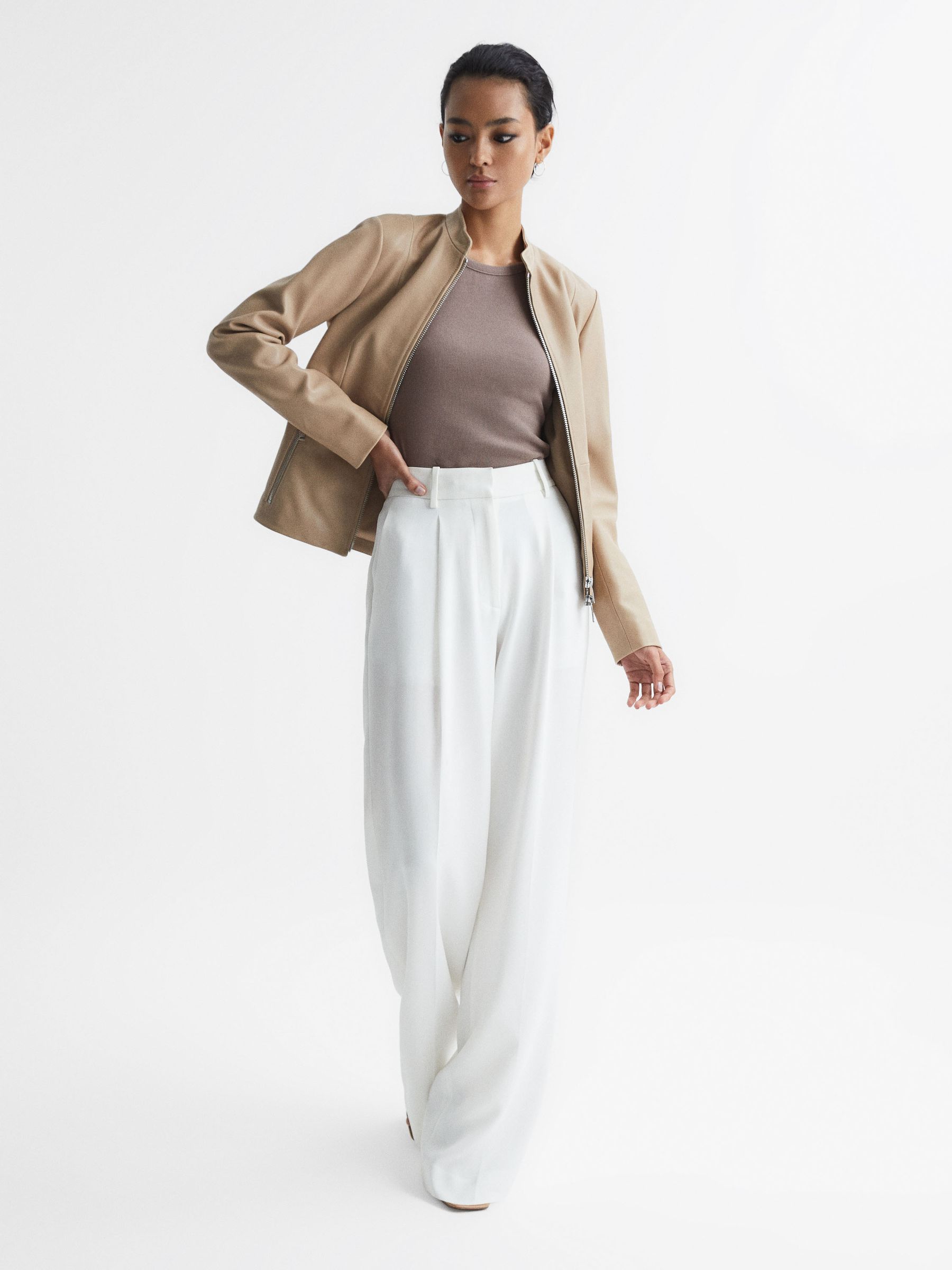 Crew Neck Ribbed Cami Vest Top in Dark Grey - Image 6 of 7