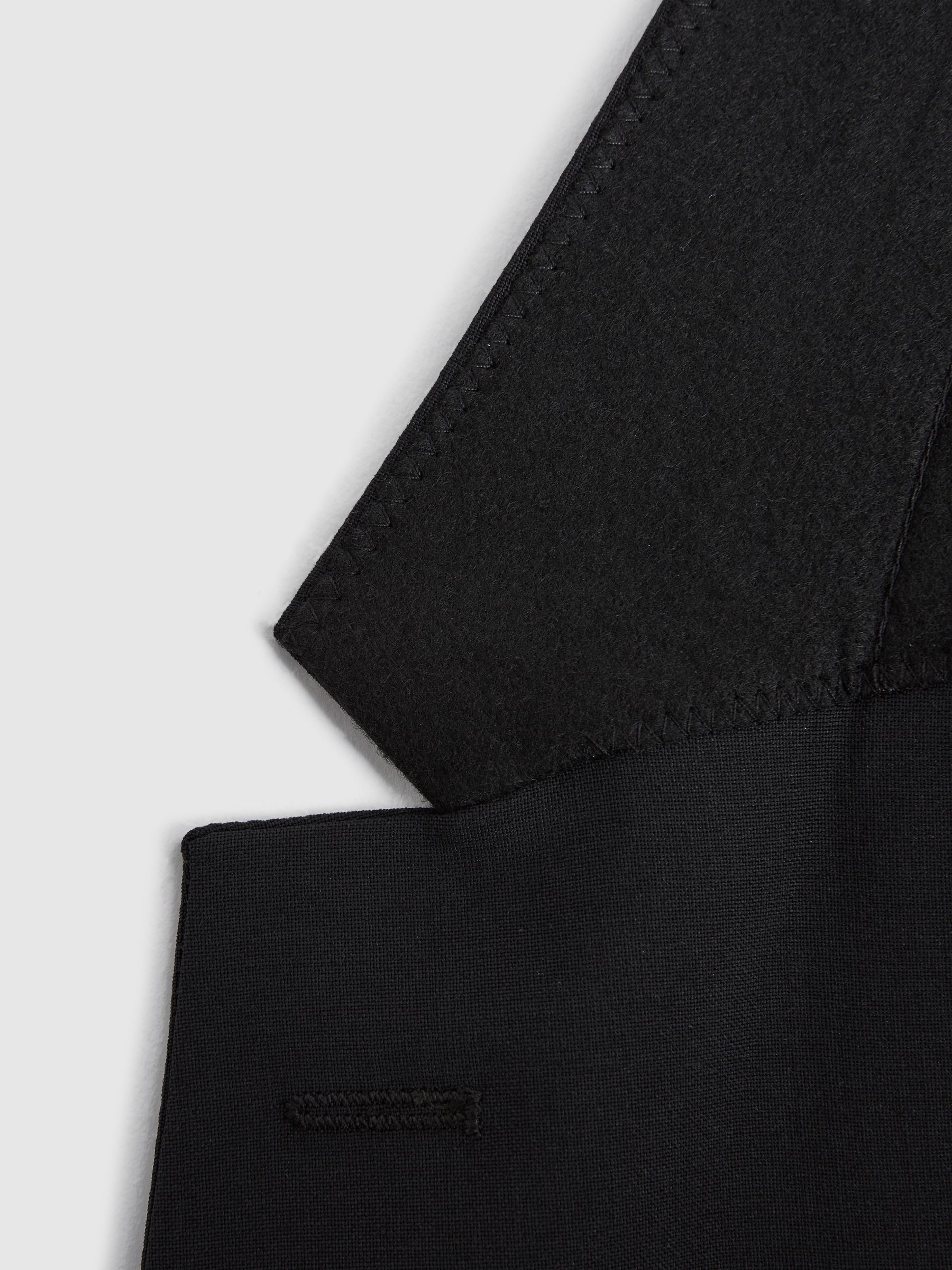 Slim Fit Single Breasted Wool Blazer in Black - Image 6 of 8