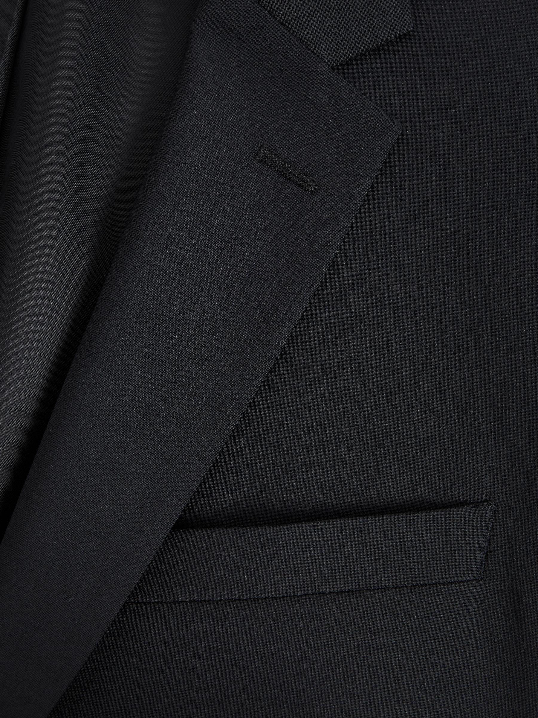 Slim Fit Single Breasted Wool Blazer in Black - Image 8 of 8
