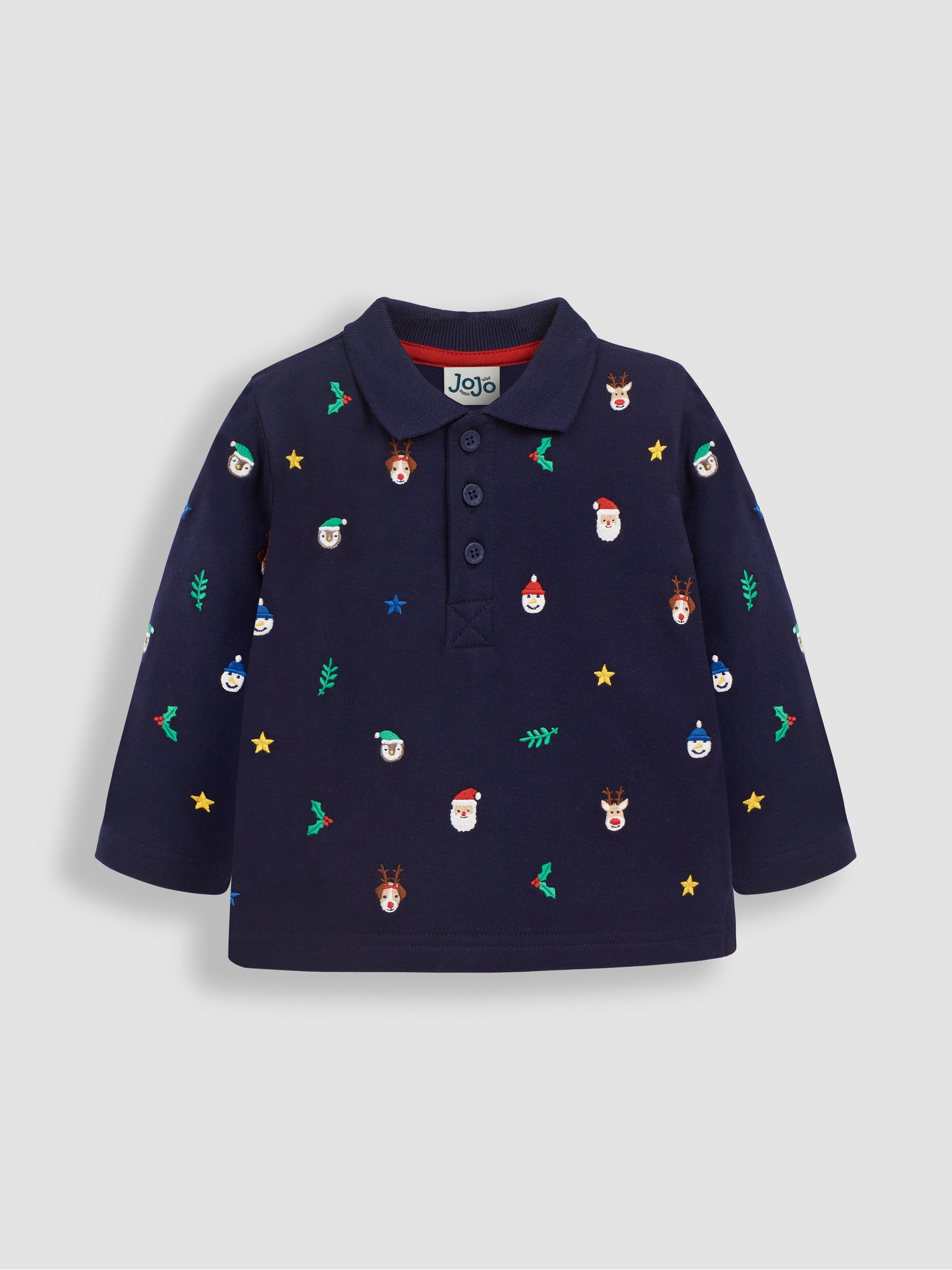Navy Christmas Embroidered Polo Shirt - Image 3 of 5