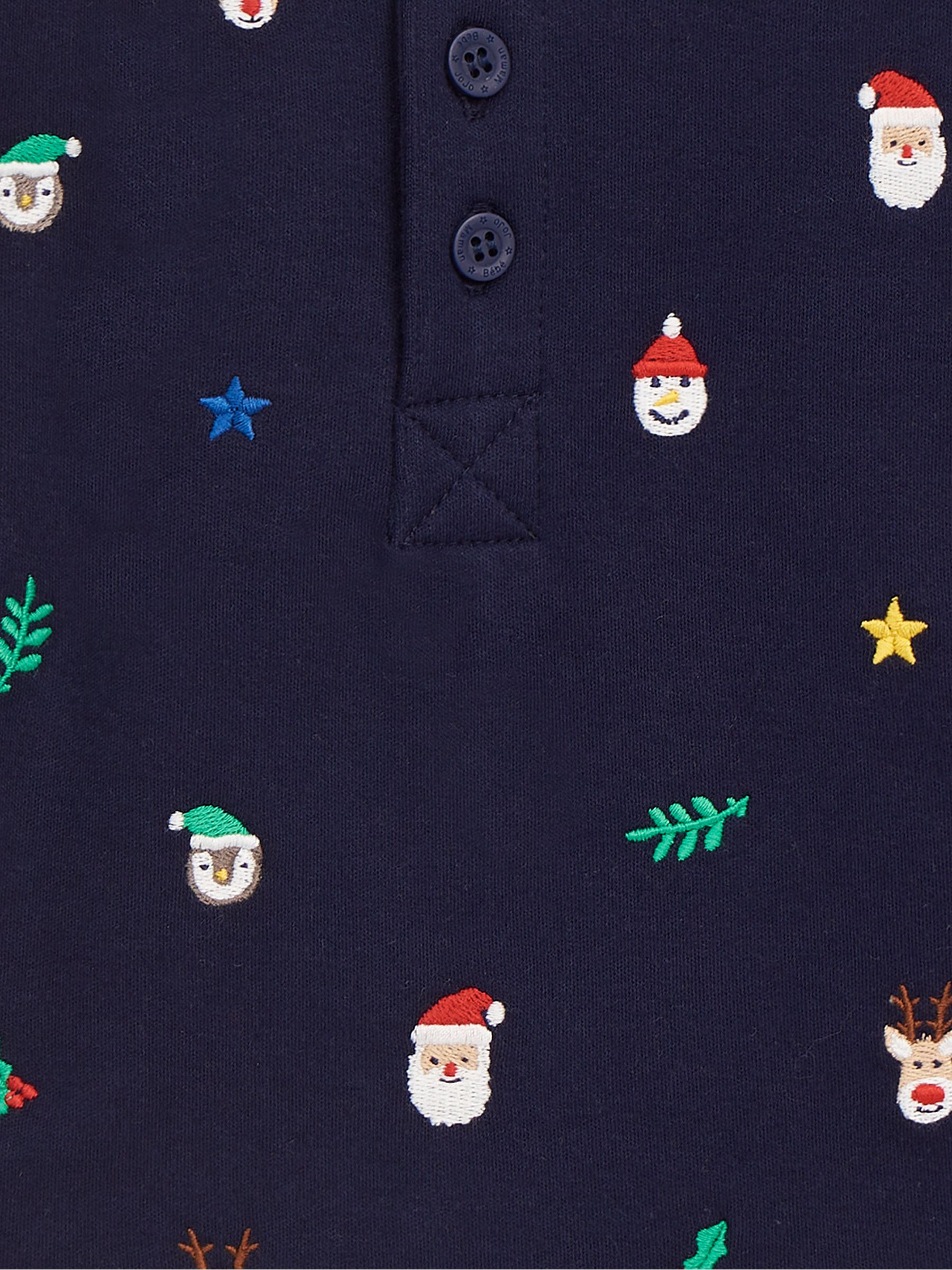 Navy Christmas Embroidered Polo Shirt - Image 5 of 5