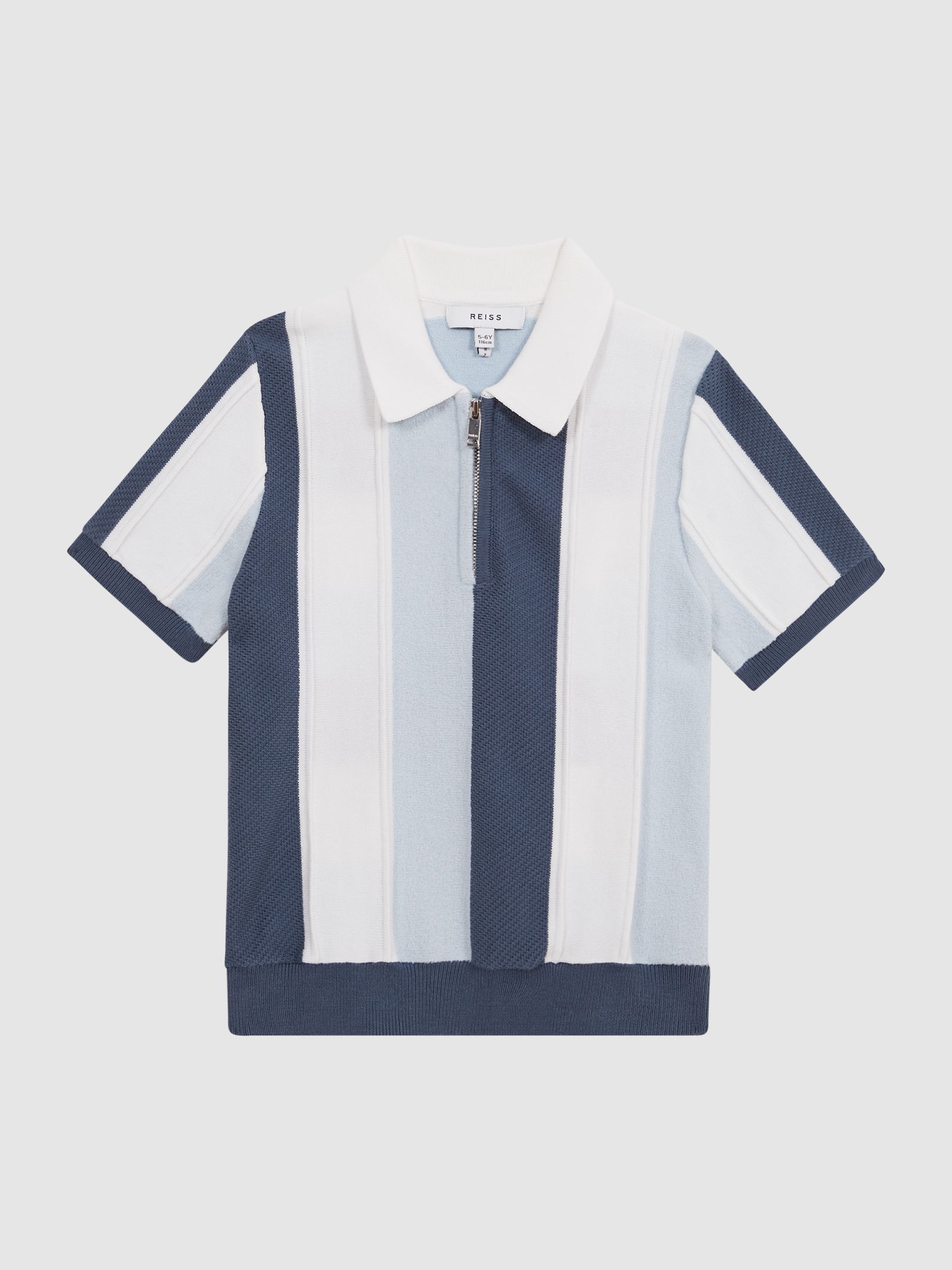 Senior Half Zip Colourblock Polo T-Shirt in Airforce Blue - Image 2 of 7