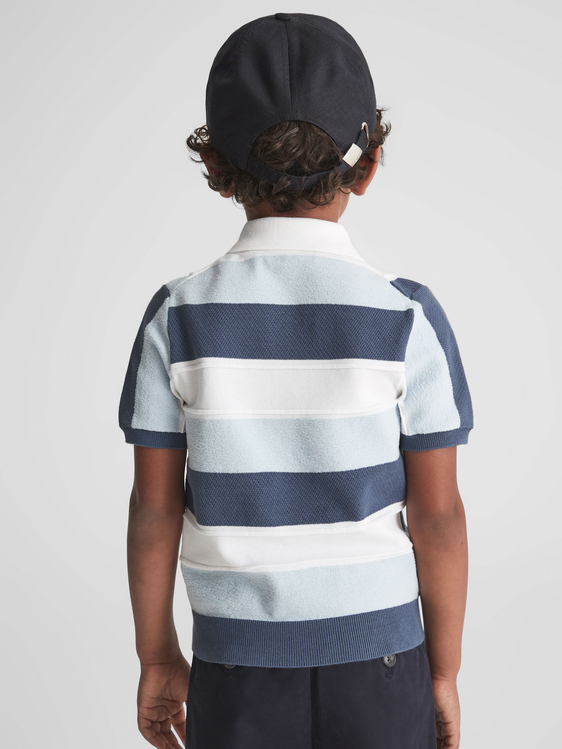 Senior Half Zip Colourblock Polo T-Shirt in Airforce Blue - Image 5 of 7