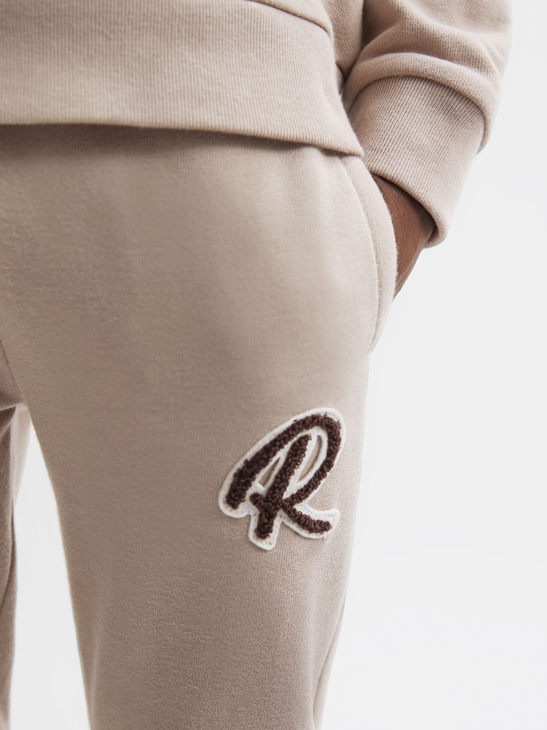 Senior Garment Dyed Logo Joggers in Taupe - Image 4 of 6