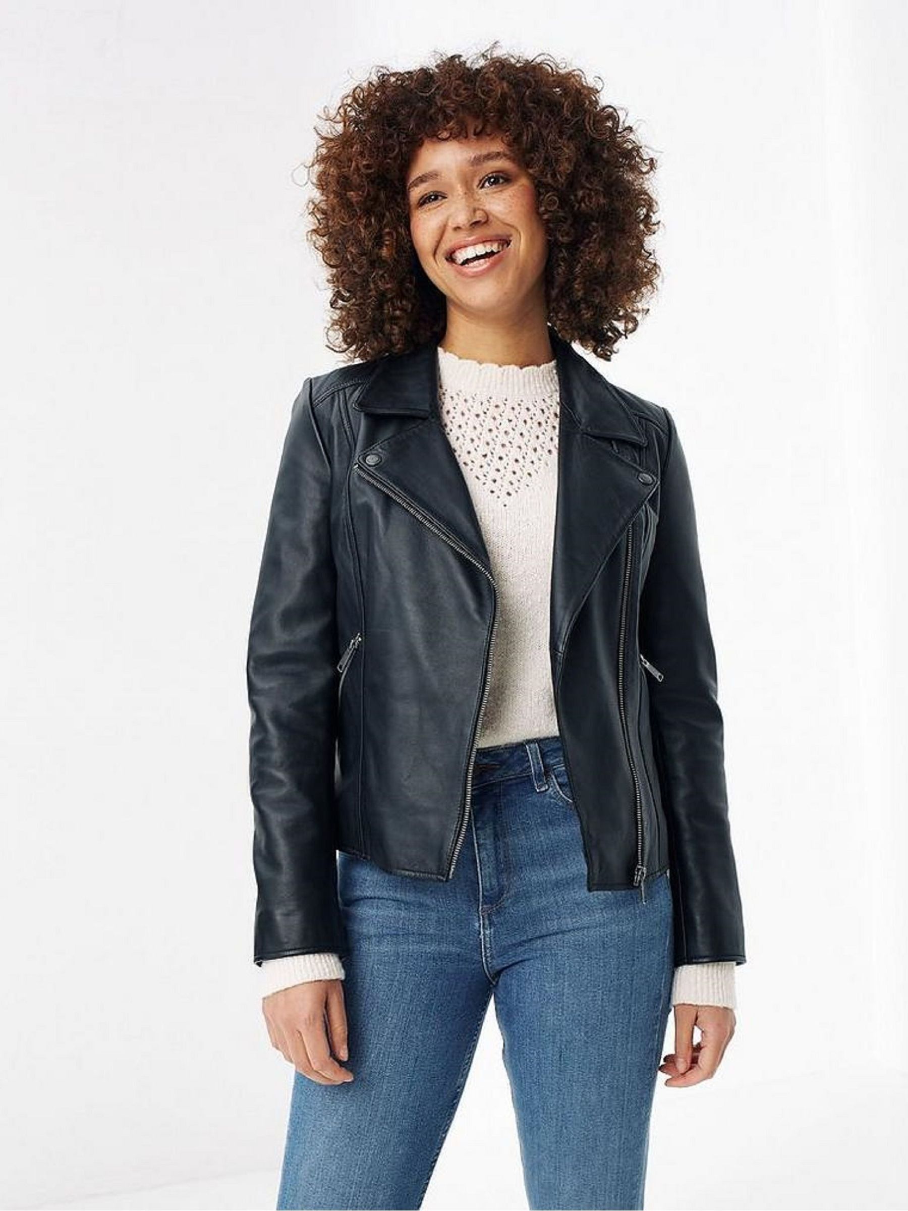 Black Leather Bethany Biker Jacket - Image 1 of 5