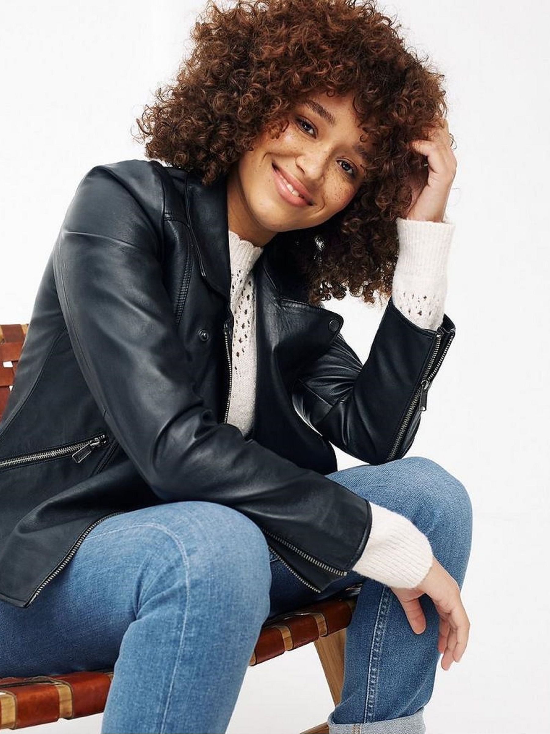 Black Leather Bethany Biker Jacket - Image 2 of 5