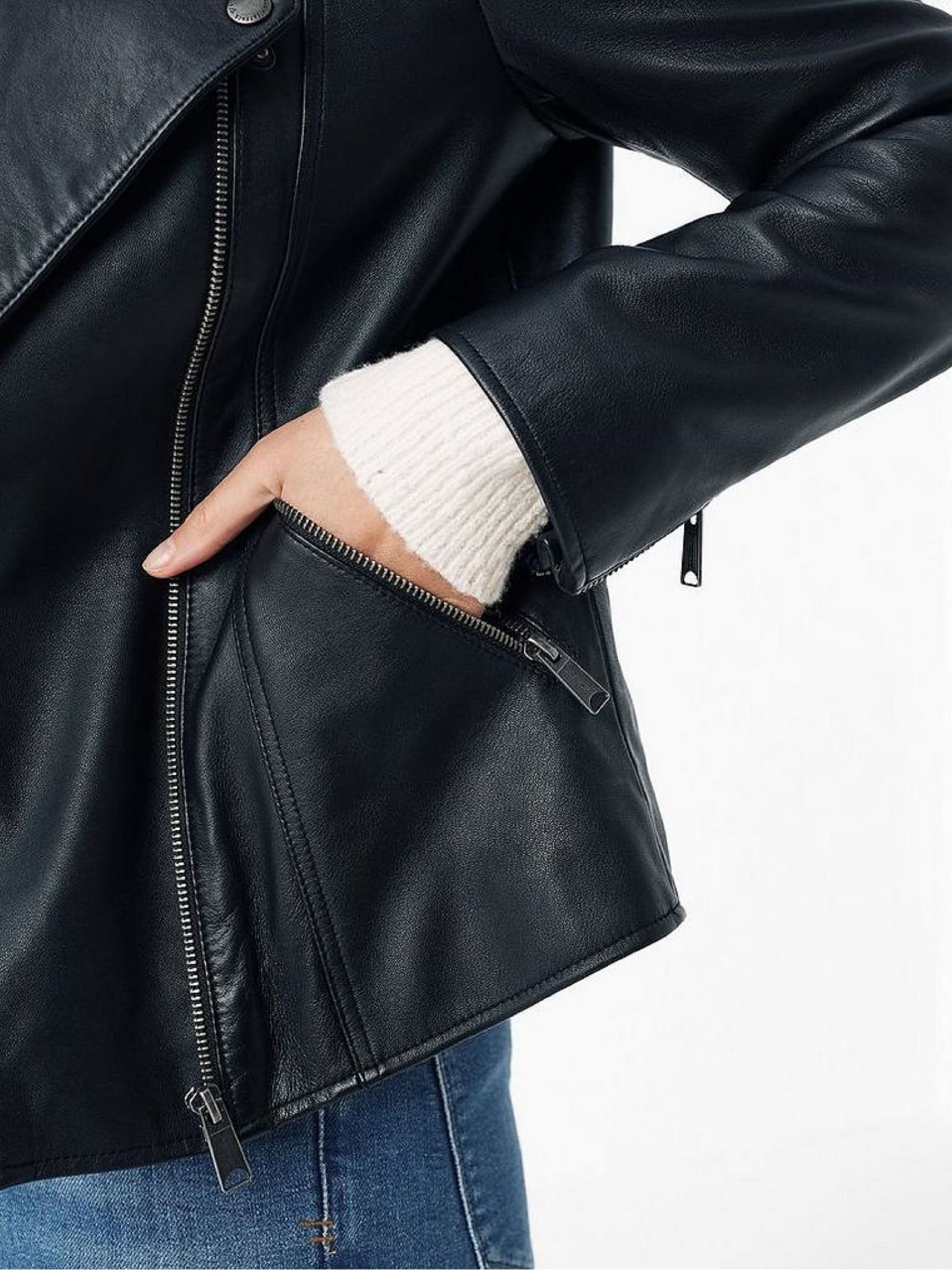Black Leather Bethany Biker Jacket - Image 3 of 5