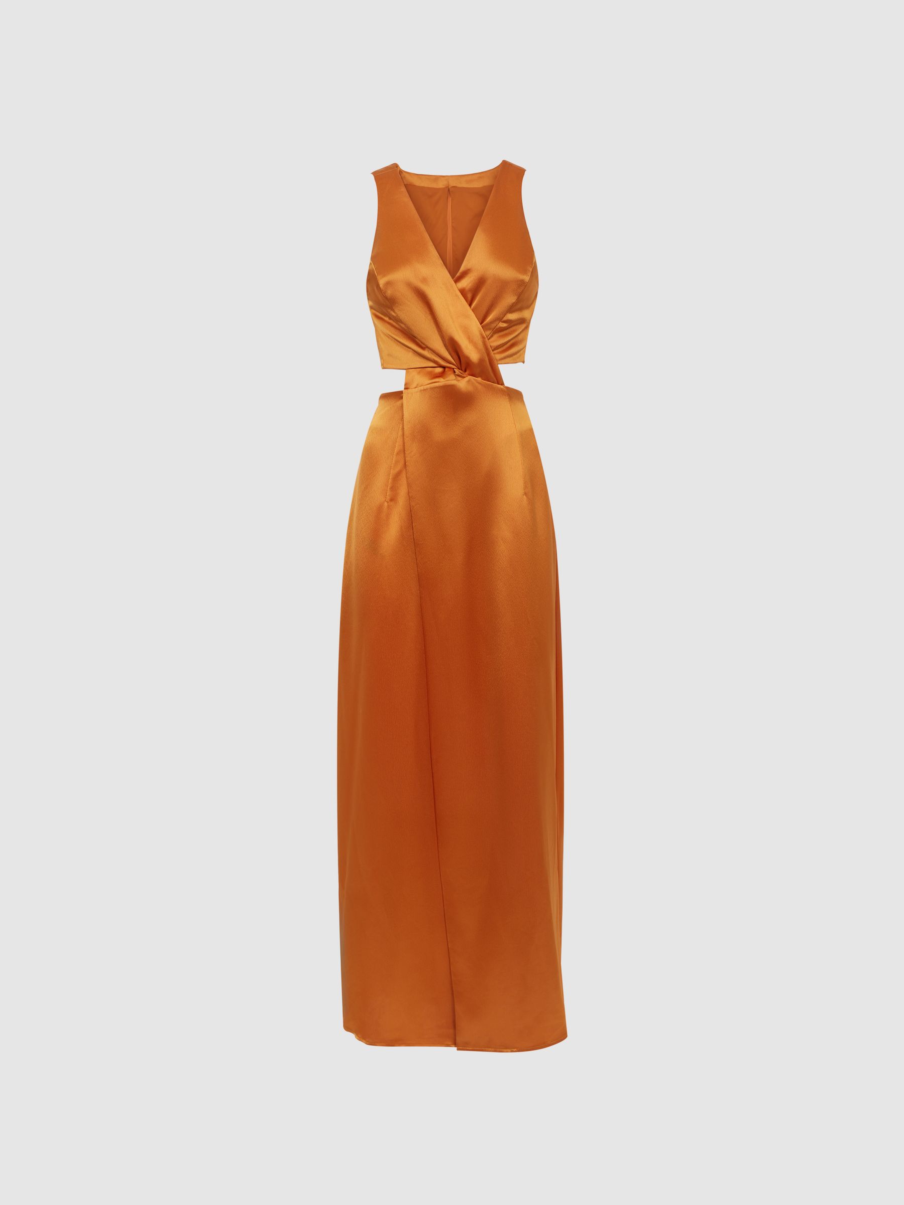 Anna Quan Satin Cut-Out Maxi Dress in Kumquat - Image 2 of 5