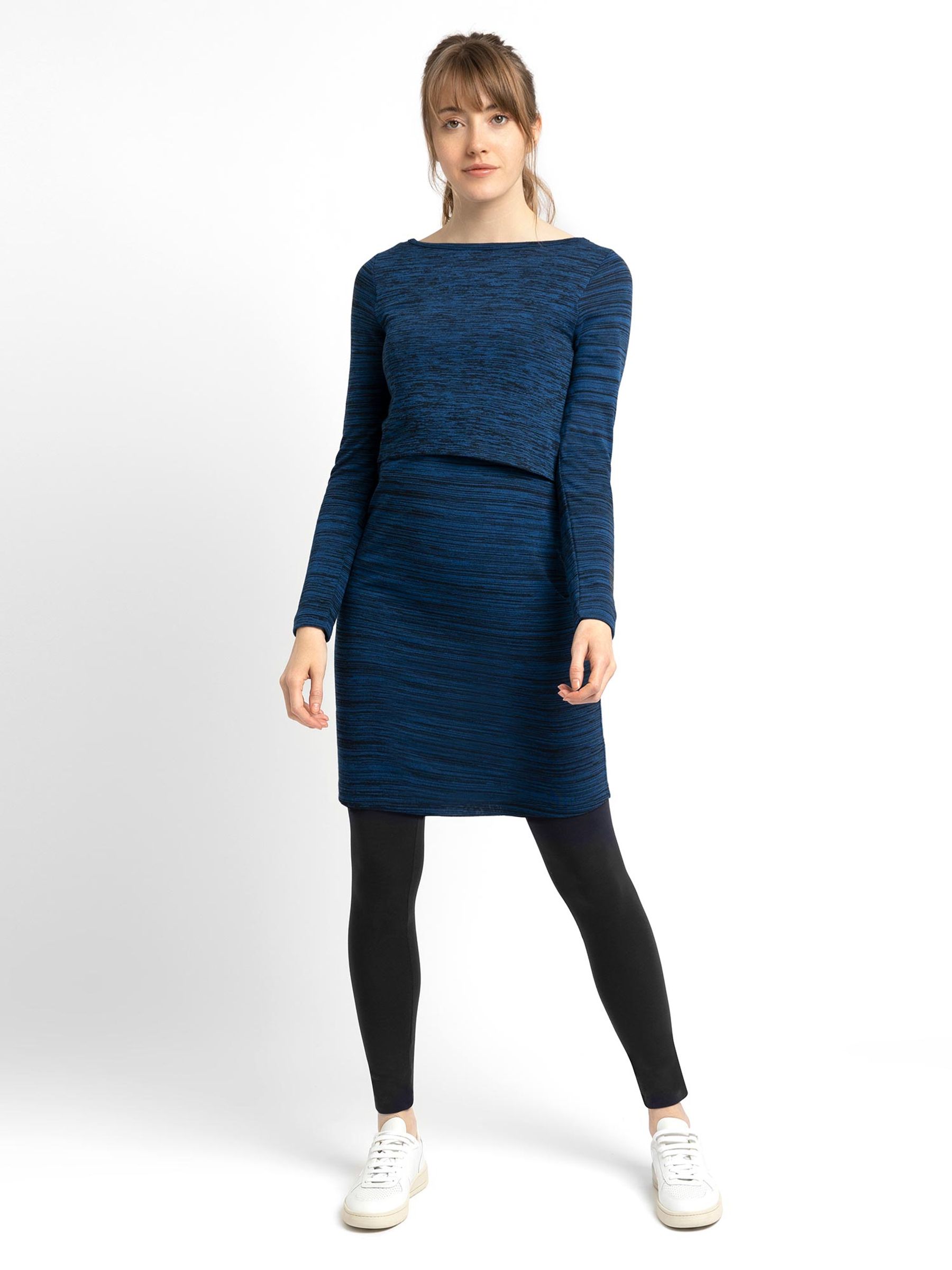 Marl Nursing Dress in Navy - Image 2 of 6