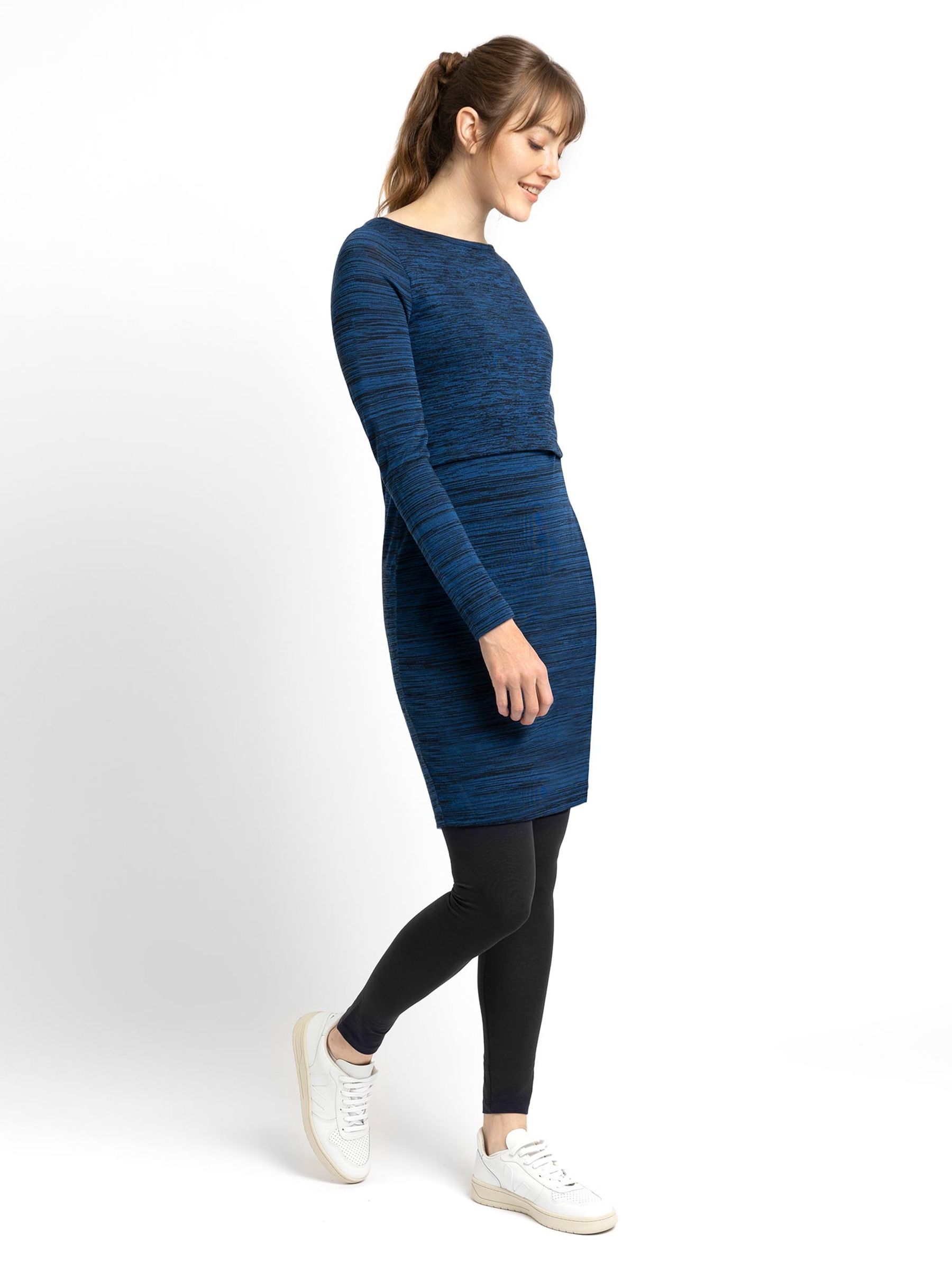 Marl Nursing Dress in Navy - Image 3 of 6
