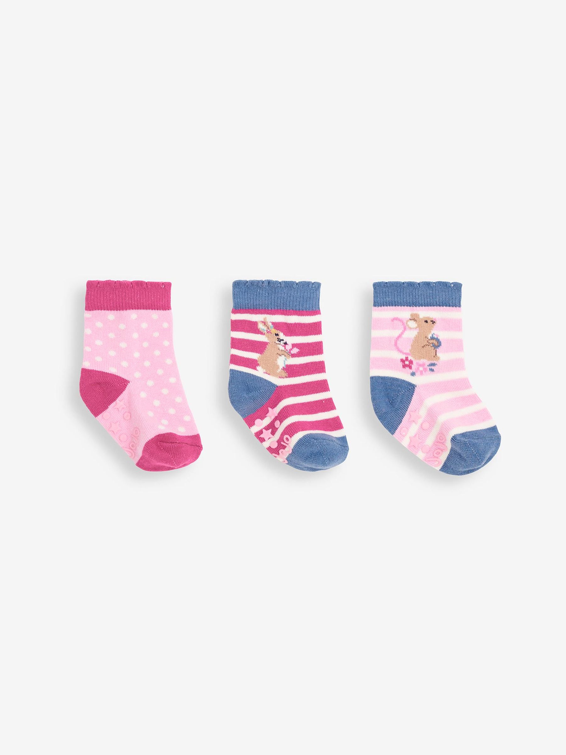 Pink 3-Pack Bunny and Mouse Socks - Image 1 of 1