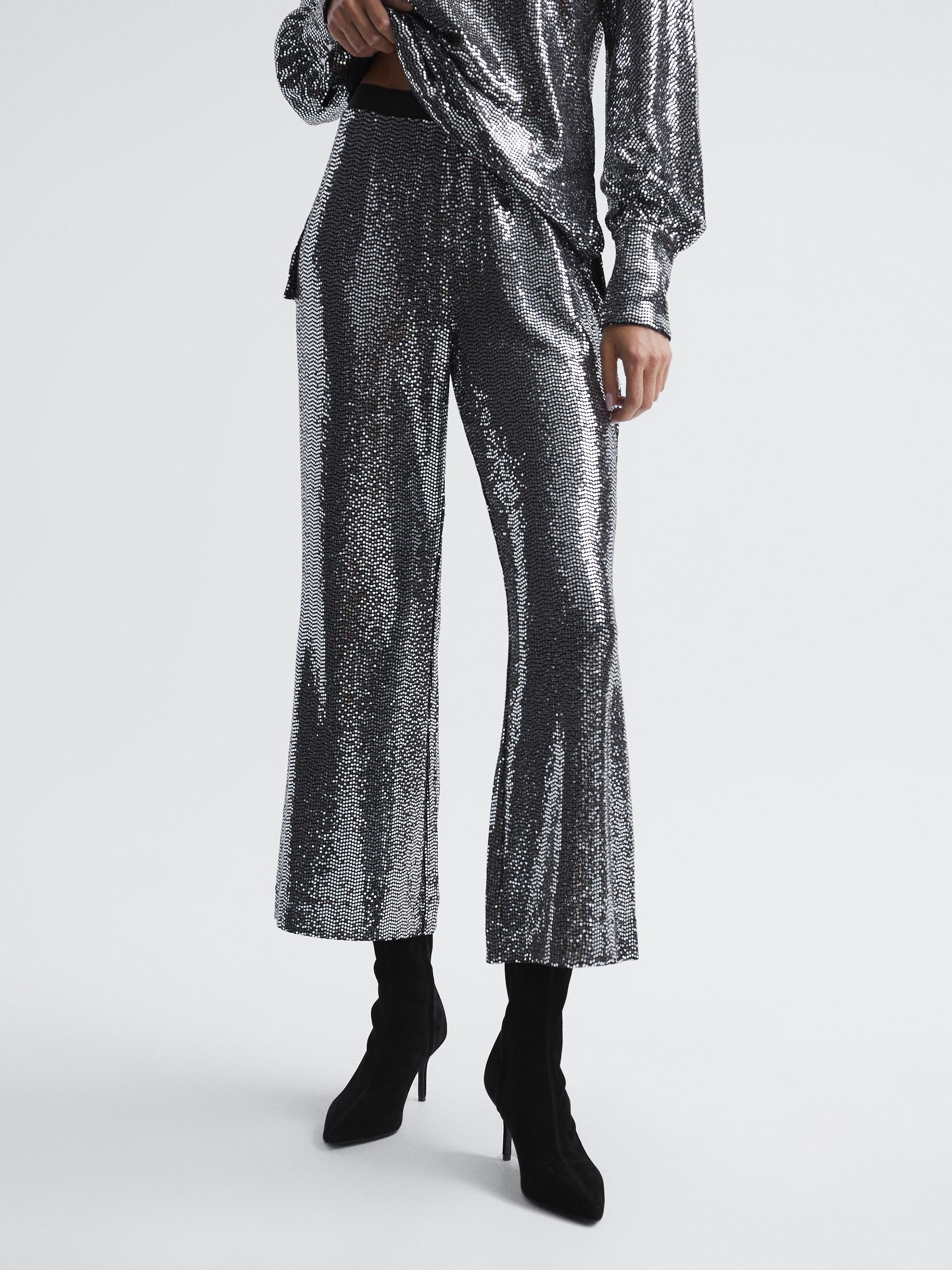 Sequin Occasion Trousers in Silver - Image 4 of 7