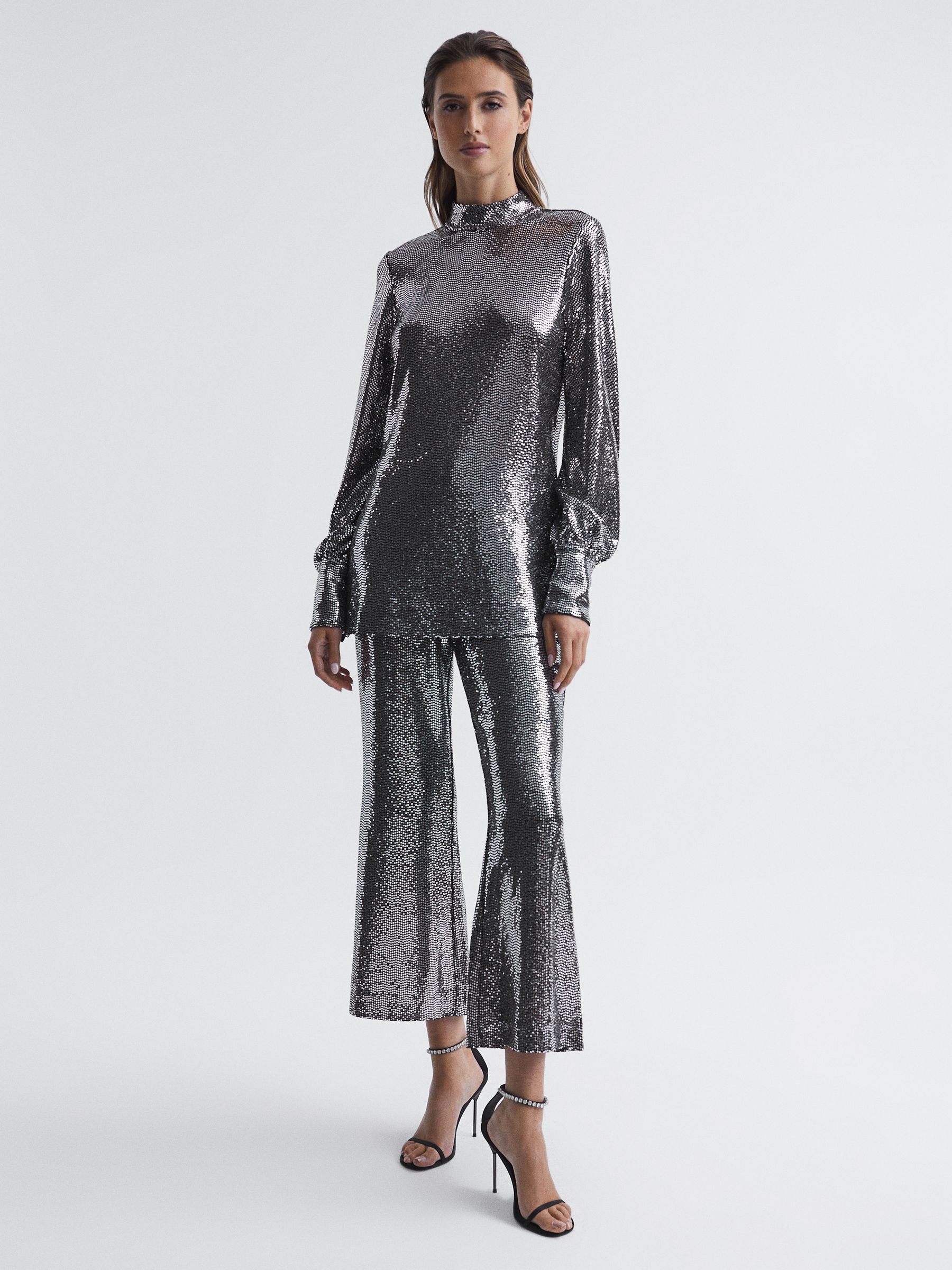 Sequin Occasion Trousers in Silver - Image 7 of 7