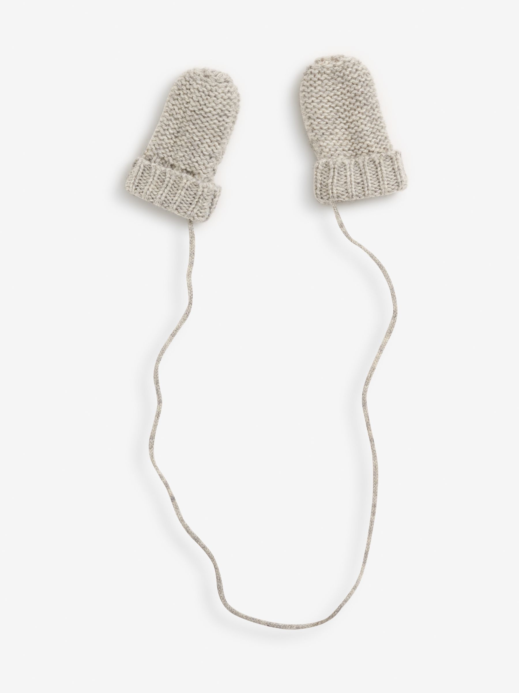 Marl Grey Mittens with String - Image 1 of 1