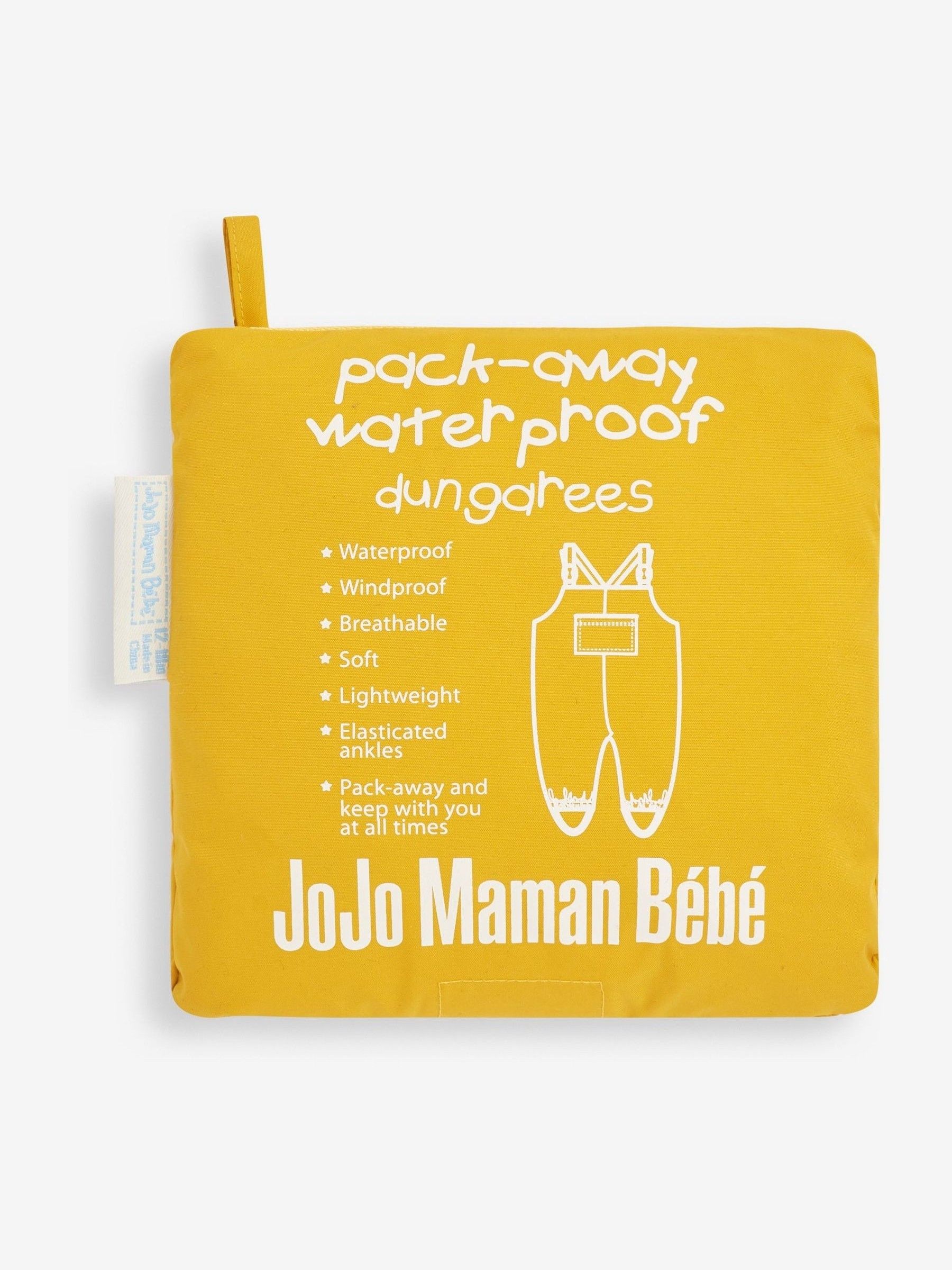 Mustard Yellow Pack-Away Waterproof Dungarees - Image 3 of 5