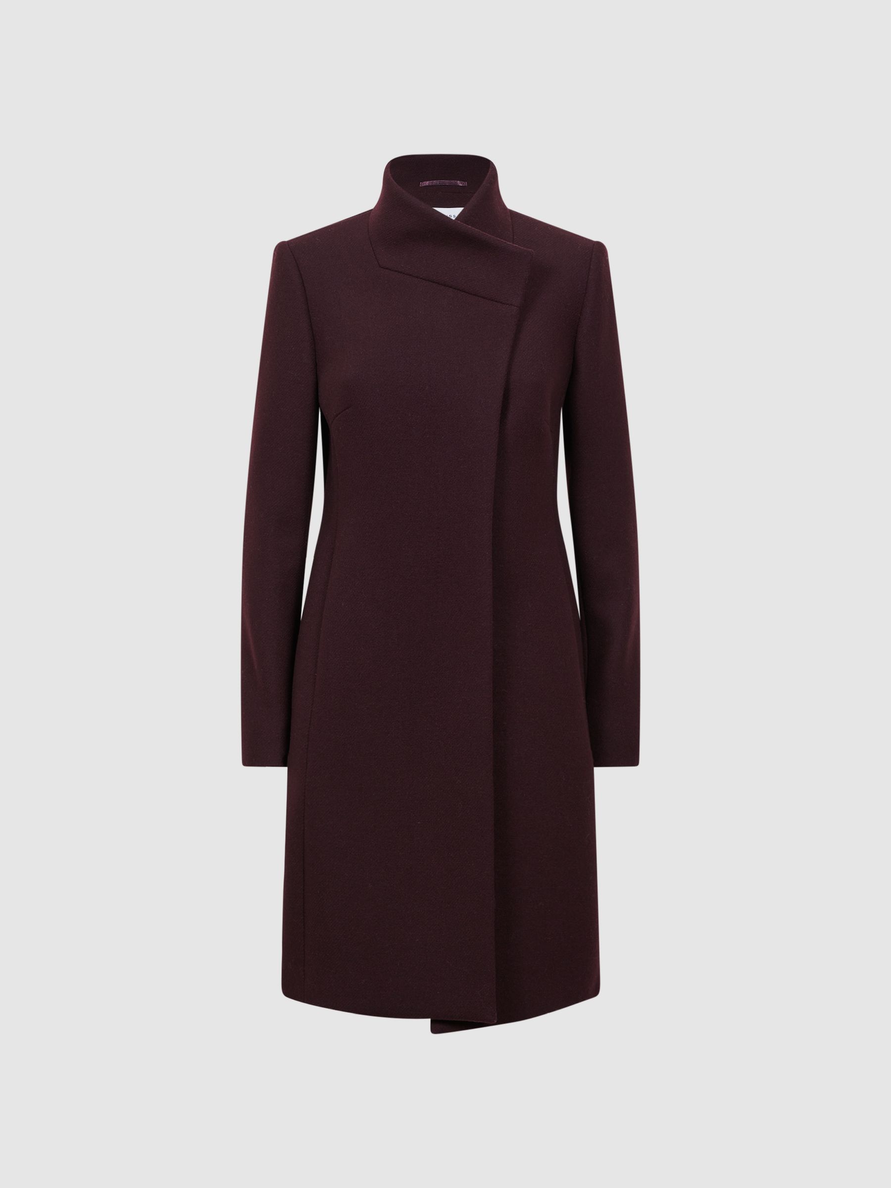 Wool Blend Mid-Length Coat in Berry - Image 2 of 6