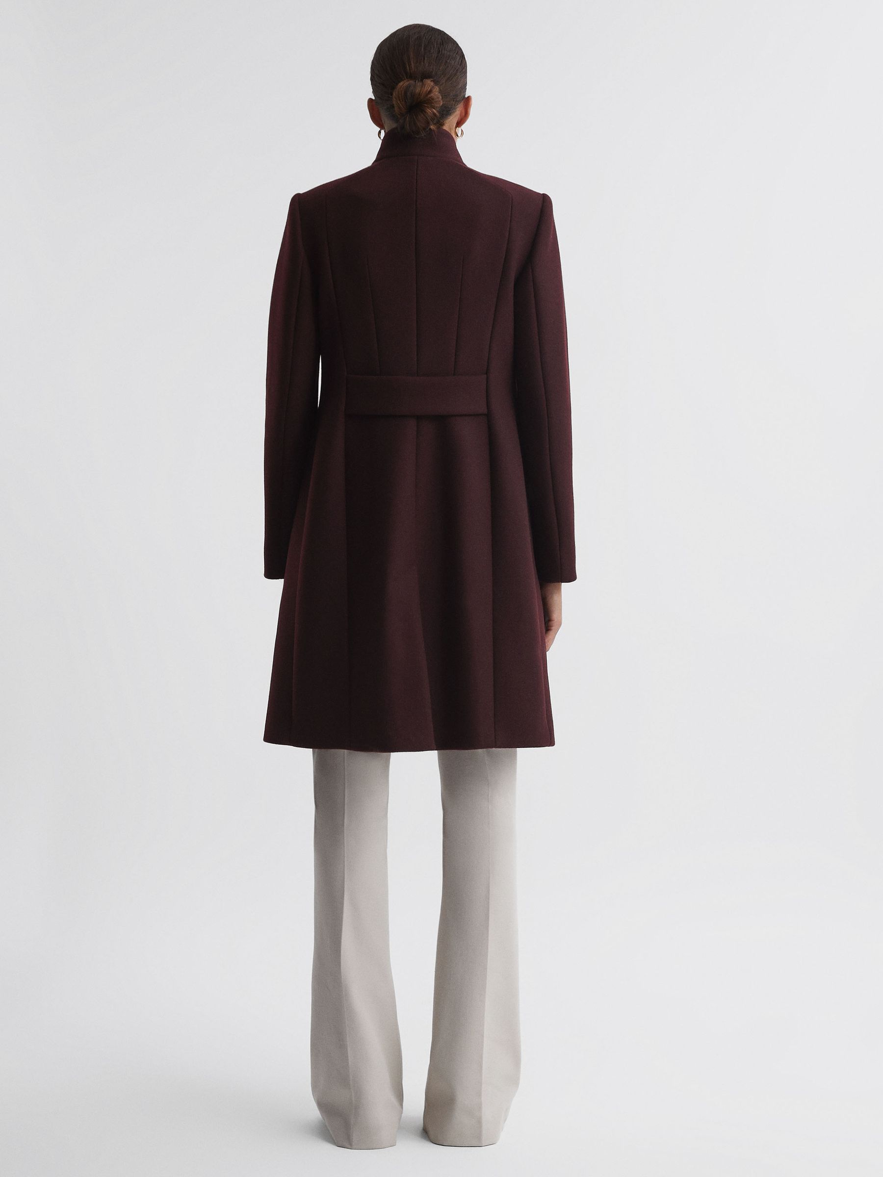 Wool Blend Mid-Length Coat in Berry - Image 4 of 6