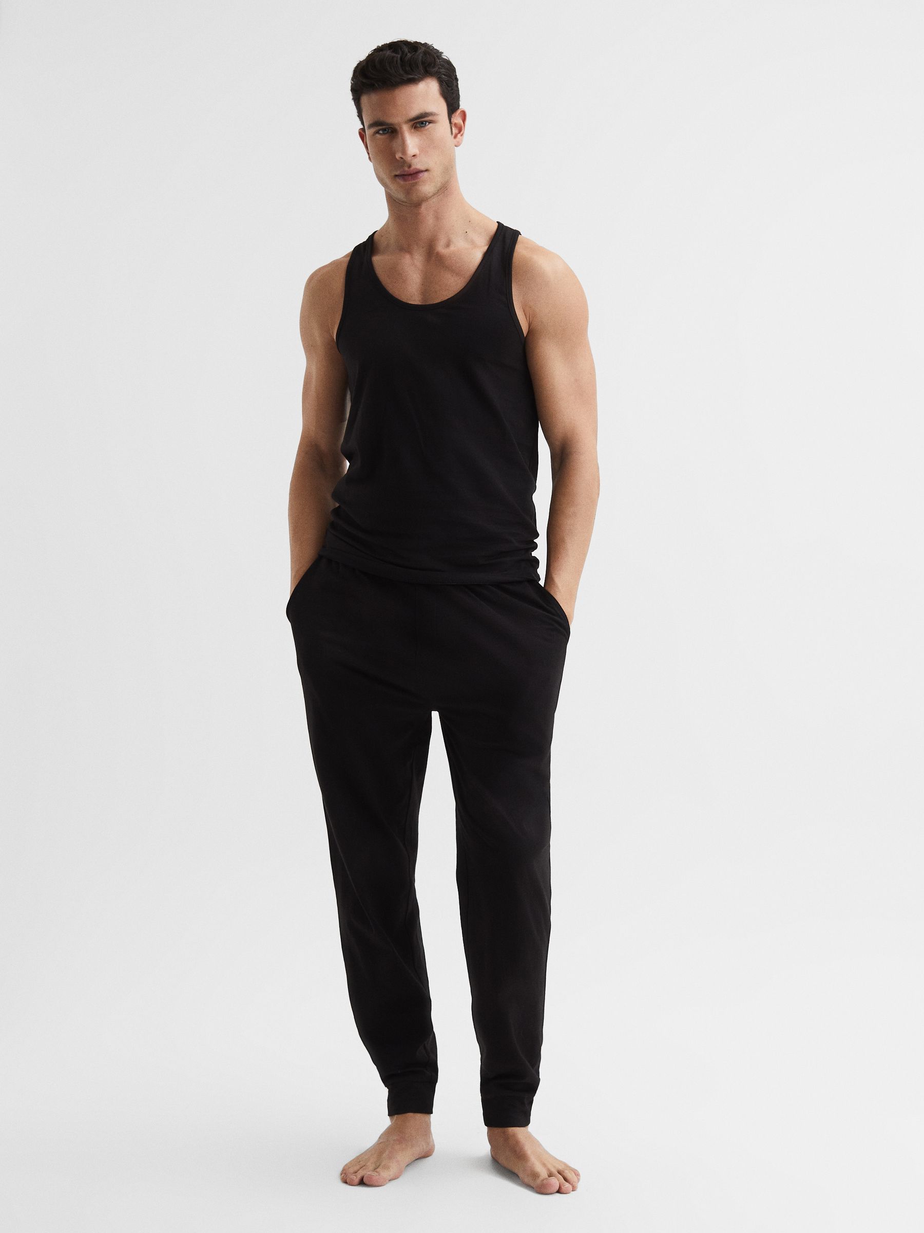 Cotton Stretch Vest in Black - Image 3 of 6
