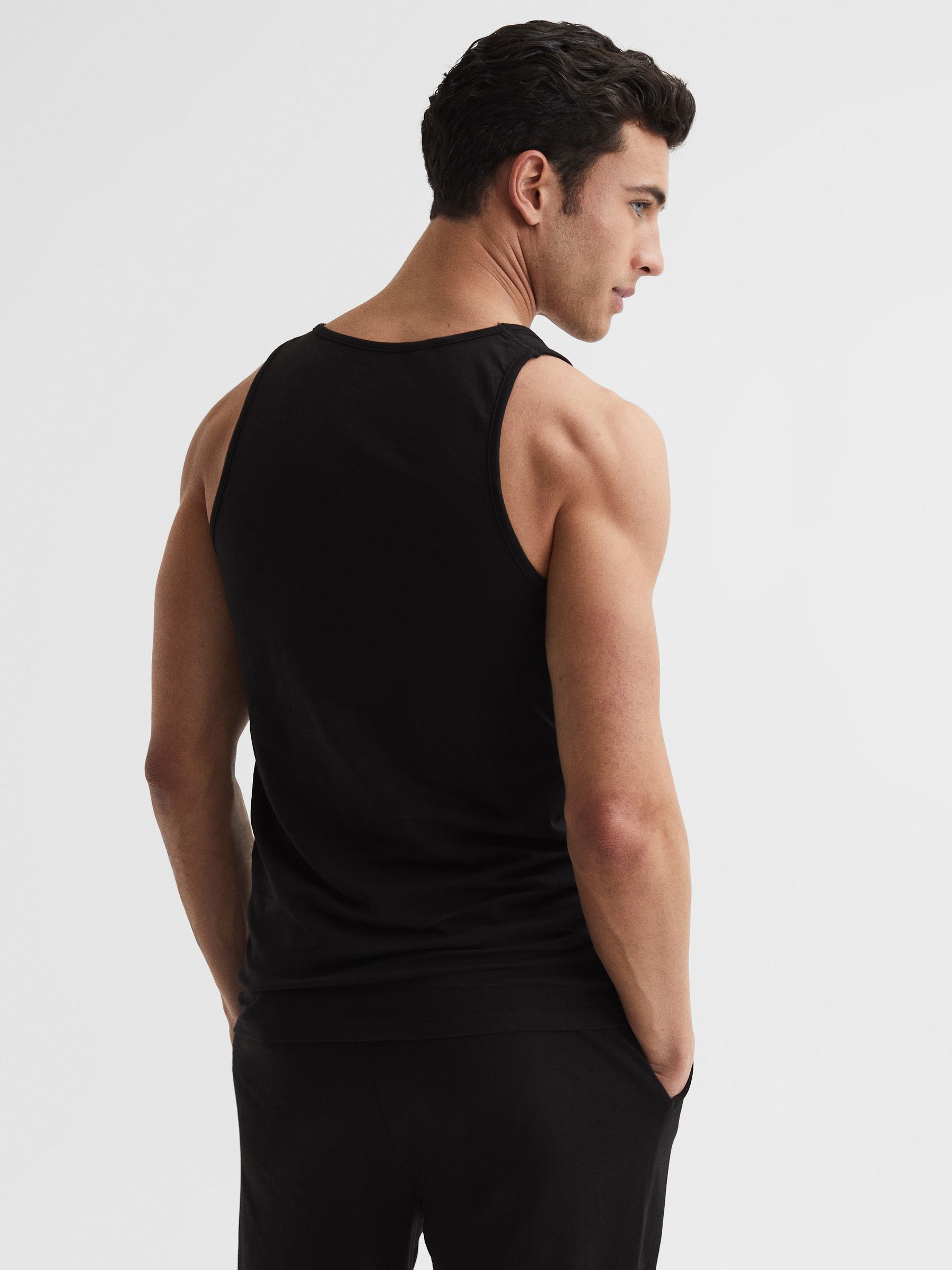 Cotton Stretch Vest in Black - Image 5 of 6