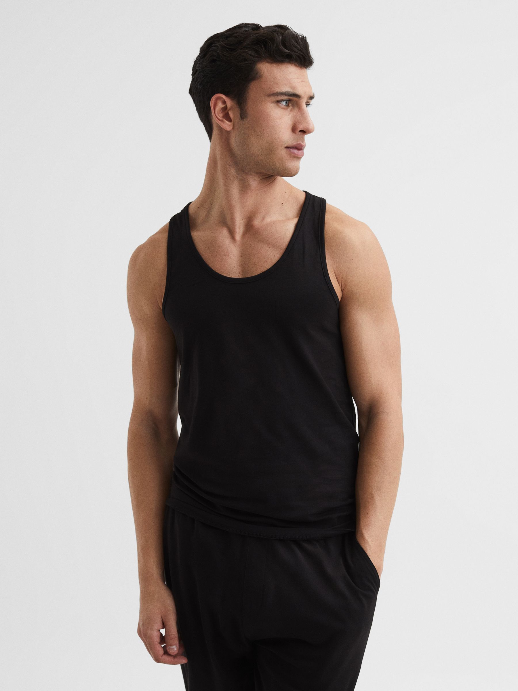 Cotton Stretch Vest in Black - Image 6 of 6