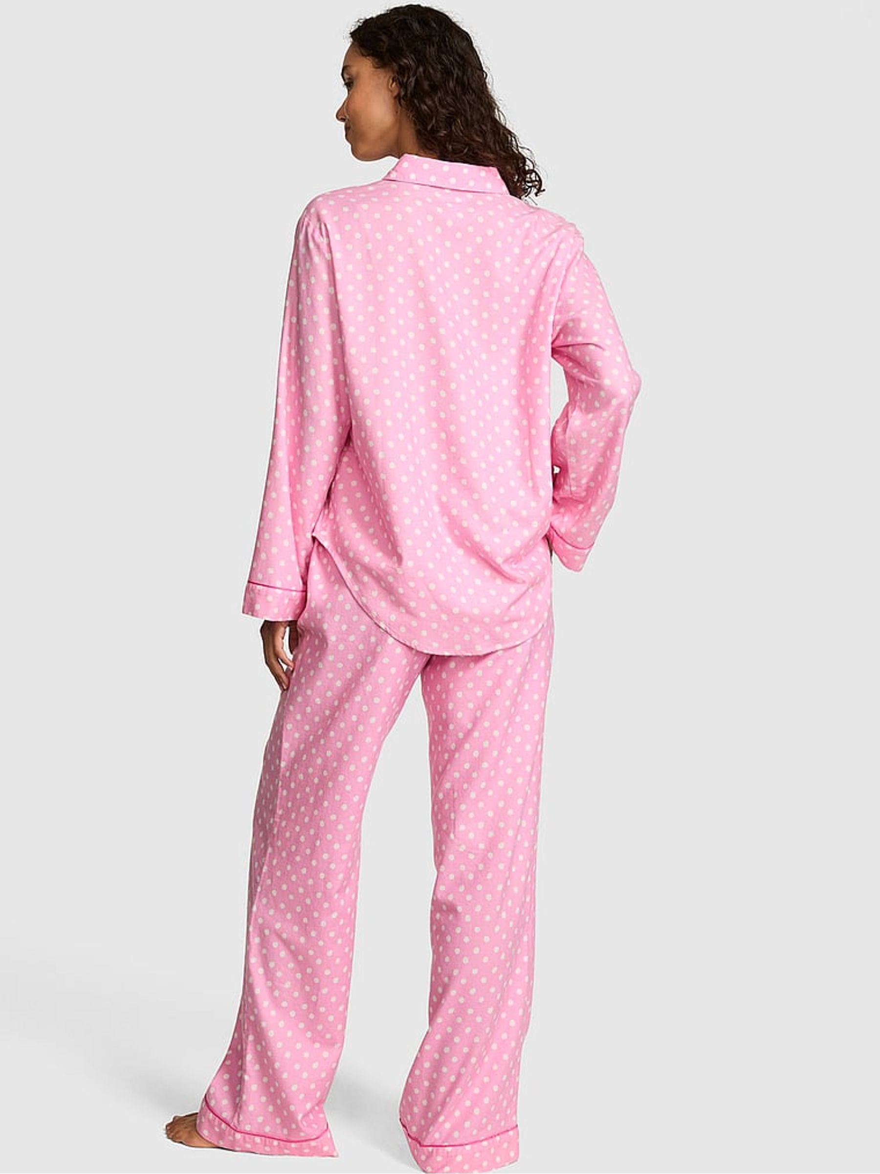 Pink Lollipop Dot Print Long Flannel Pyjama Set - Image 3 of 3