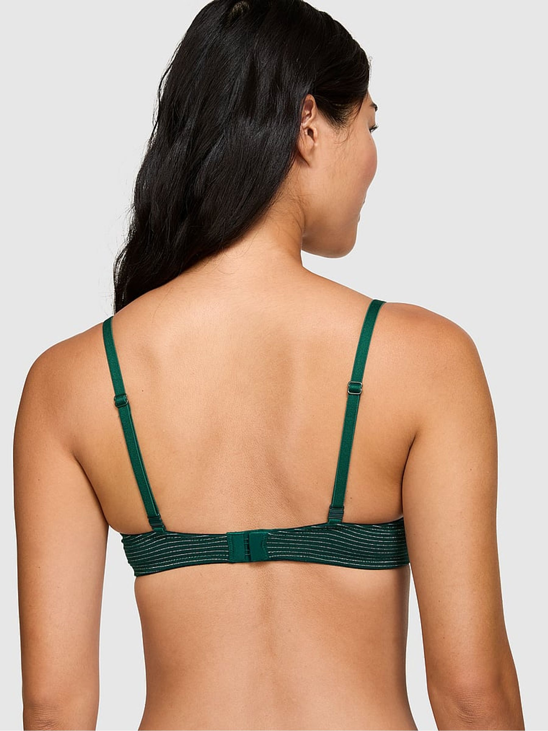 Dark Garden Green Shine Non Wired Push Up Lace Trim Bra - Image 2 of 2 Dark Garden Green Shine Non Wired Push Up Lace Trim Bra - Image 2 of 2