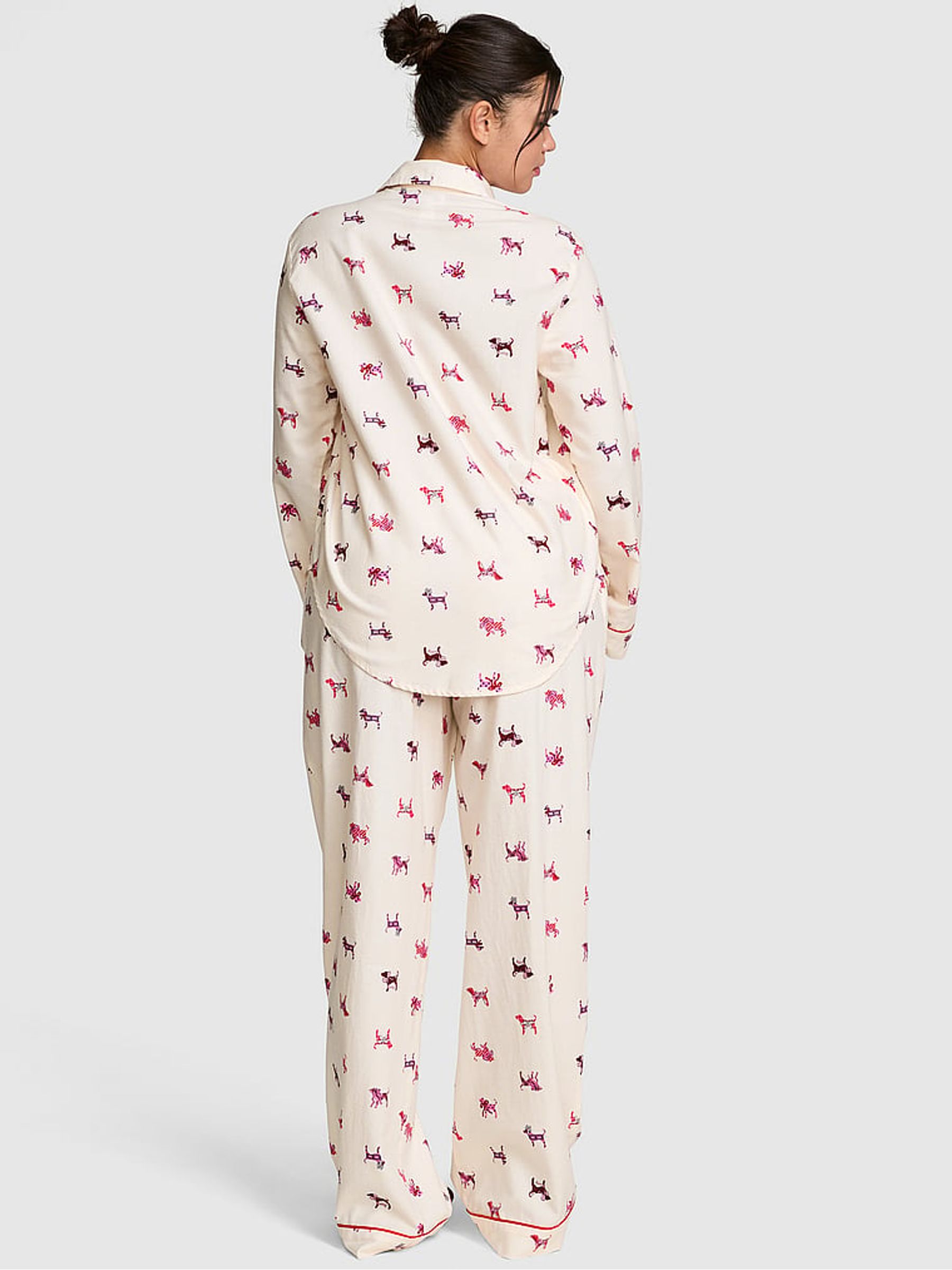 Cream Dog Print Long Flannel Pyjama Set - Image 3 of 3