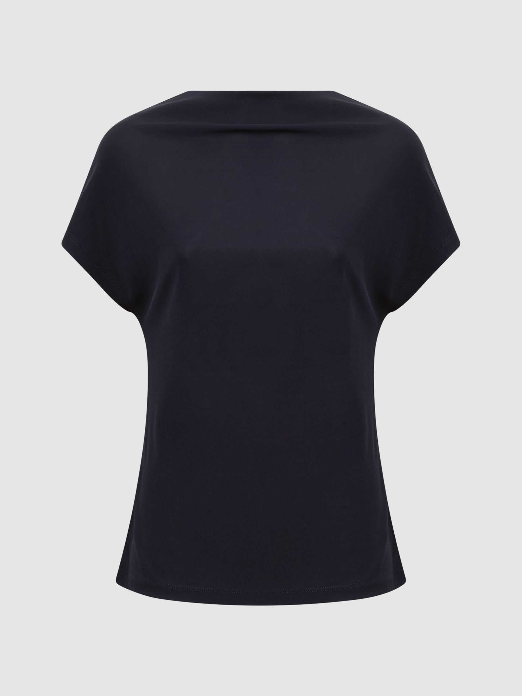 High Neck Jersey Top in Navy - Image 2 of 6