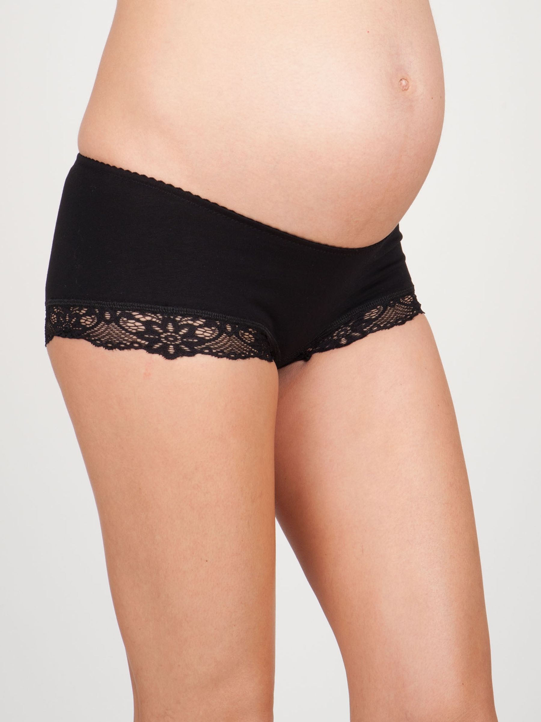Black 3-Pack Lace Trim Maternity Shorts - Image 1 of 2