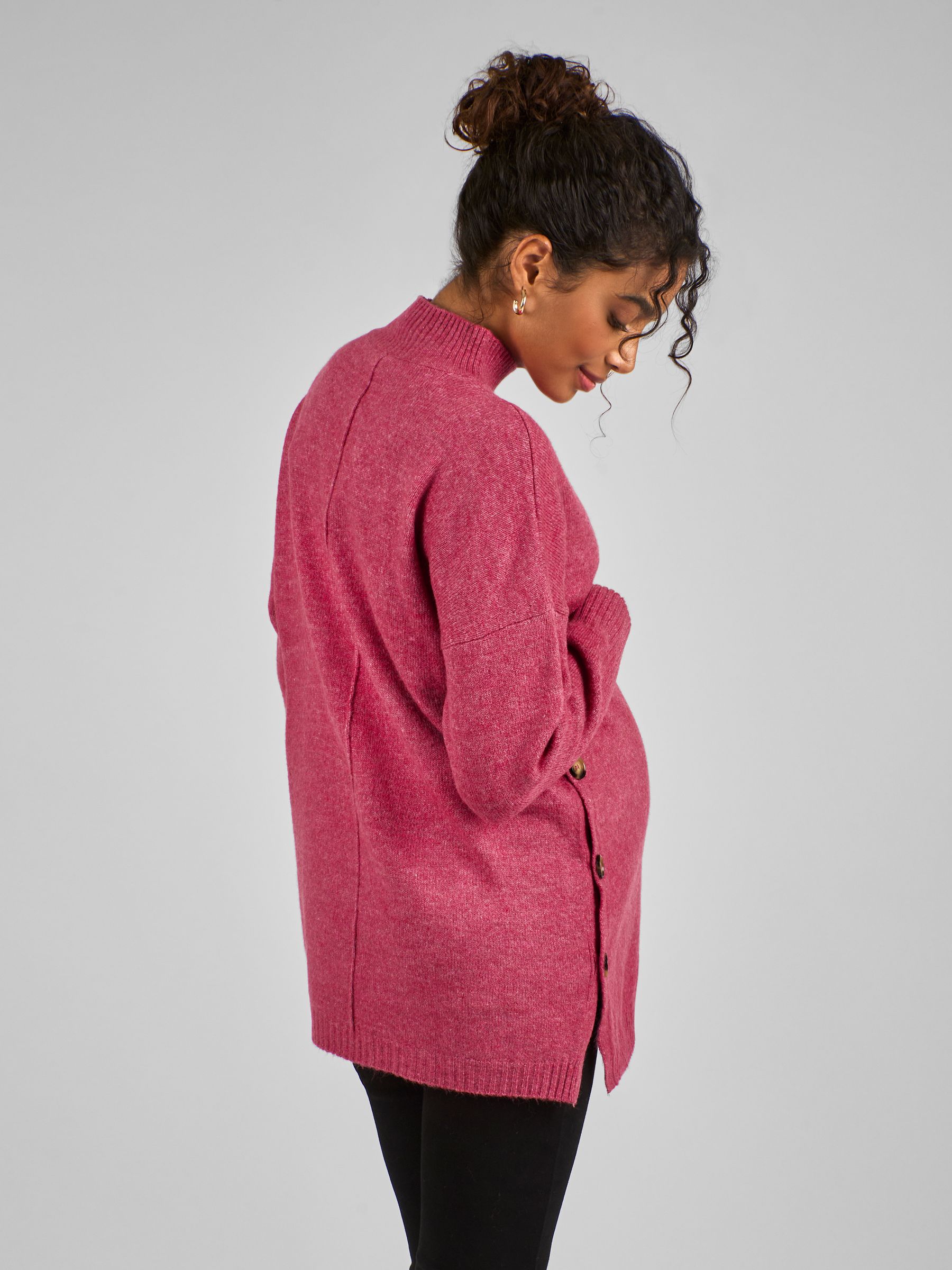 Pink Turtle Neck Maternity & Nursing Jumper - Image 2 of 4
