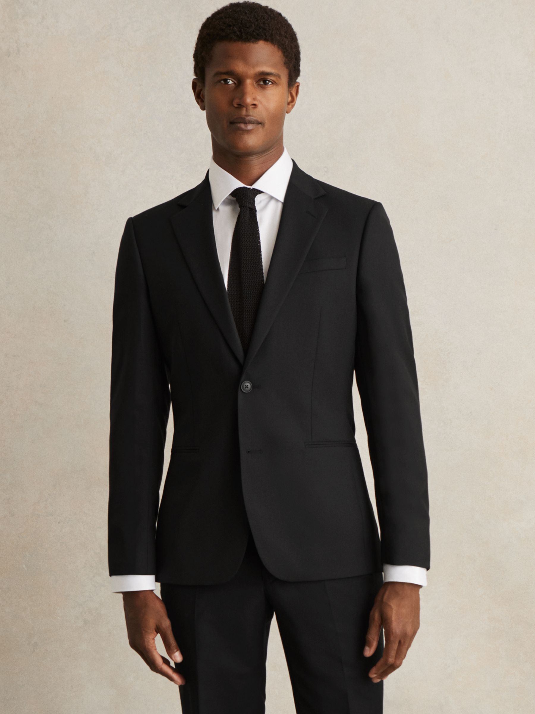 Wool-Blend Single-Breasted Suit Jacket Slim-Fit in Black - Image 1 of 7