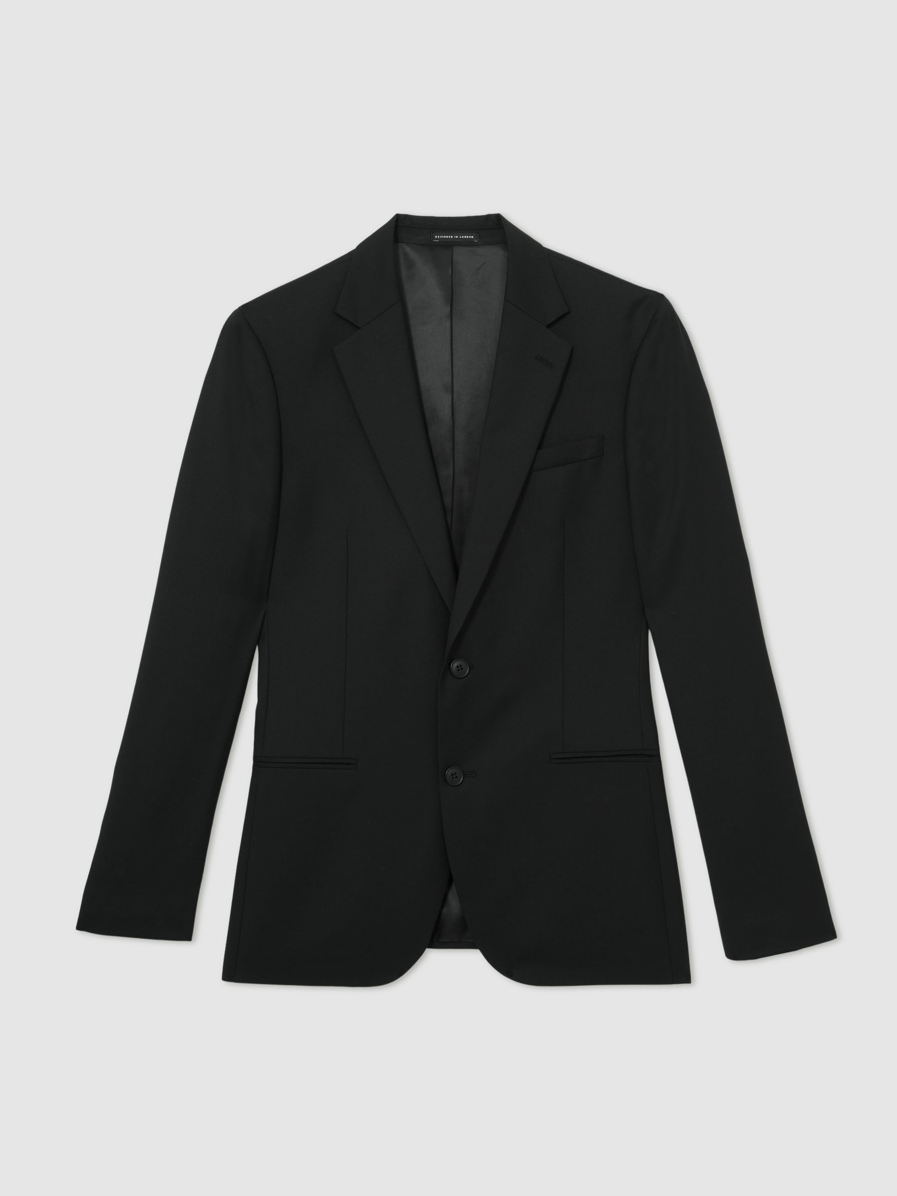 Wool-Blend Single-Breasted Suit Jacket Slim-Fit in Black - Image 2 of 7