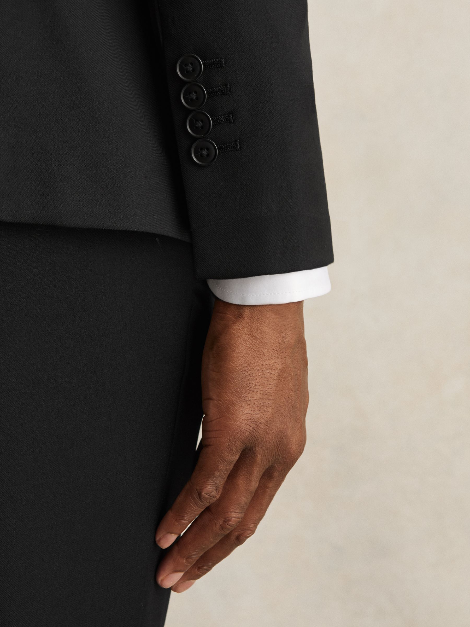 Wool-Blend Single-Breasted Suit Jacket Slim-Fit in Black - Image 3 of 7