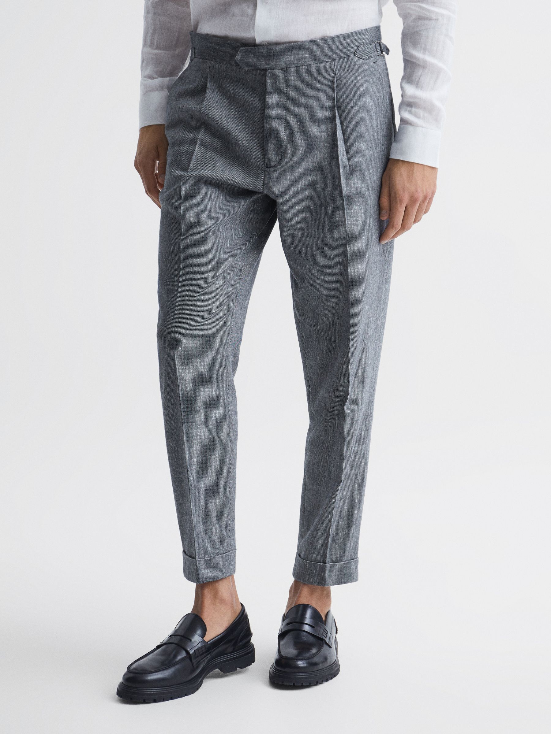 Tapered Fit Side Adjuster Trousers in Indigo - Image 1 of 6