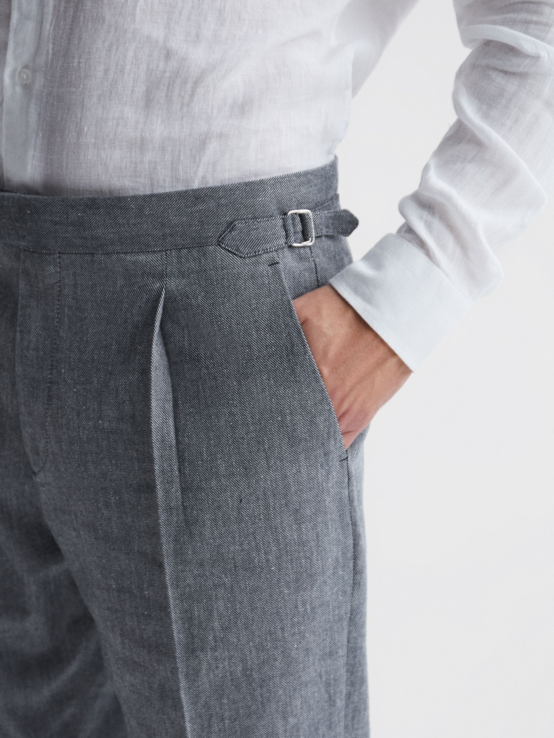 Tapered Fit Side Adjuster Trousers in Indigo - Image 4 of 6