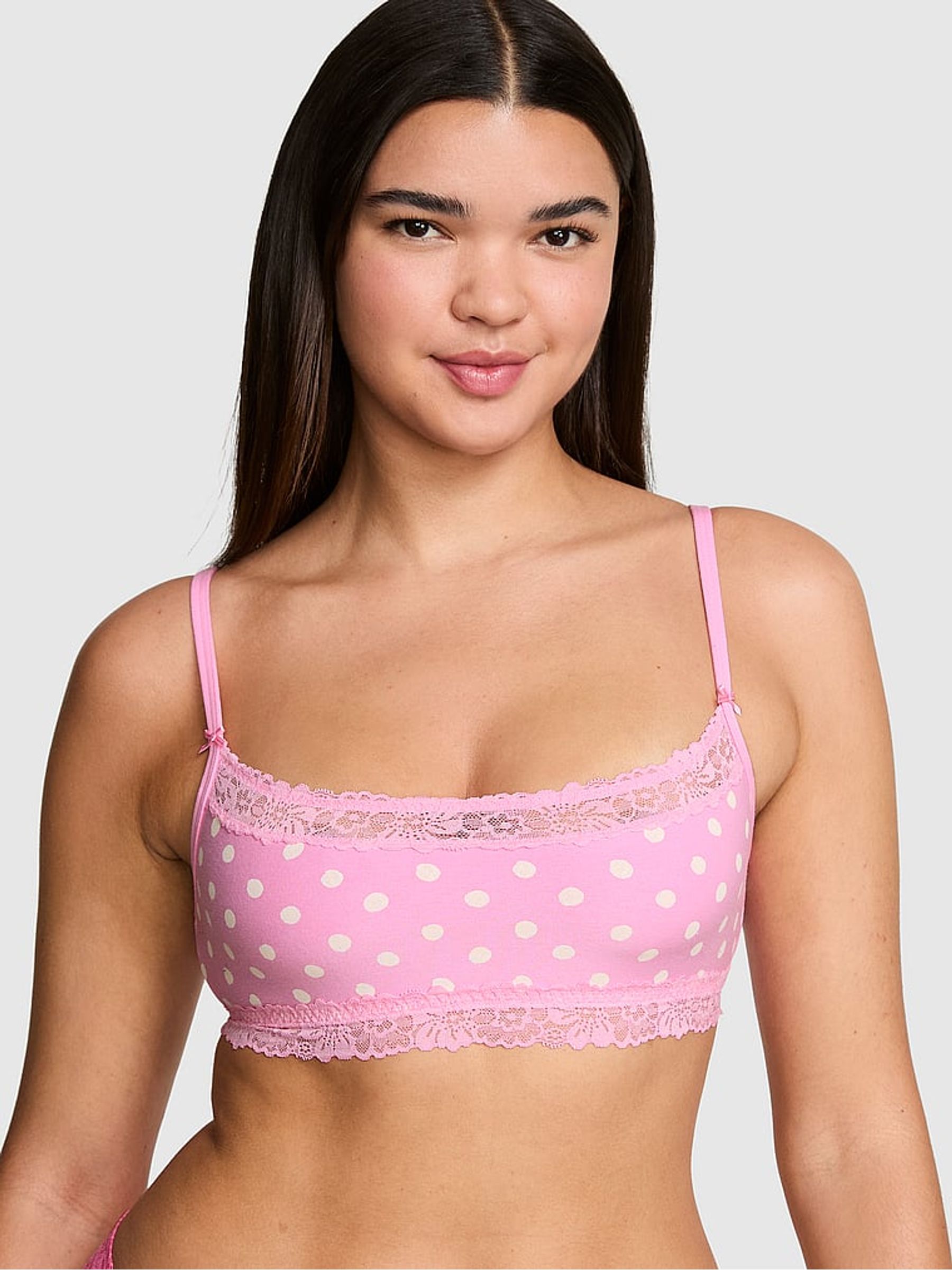 Pink Lollipop Scoop Cotton Lace Trim Bralette - Image 1 of 2 Pink Lollipop Scoop Cotton Lace Trim Bralette - Image 1 of 2