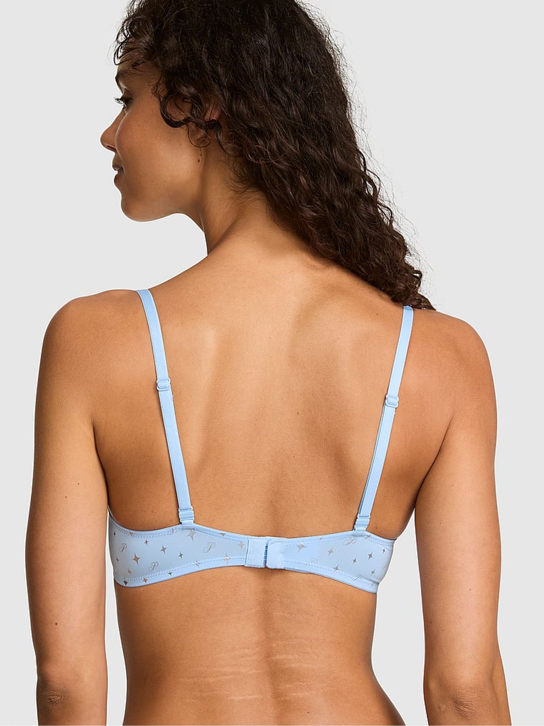 Periwinkle Blue Foil Stars Non Wired Push Up Bra - Image 2 of 2