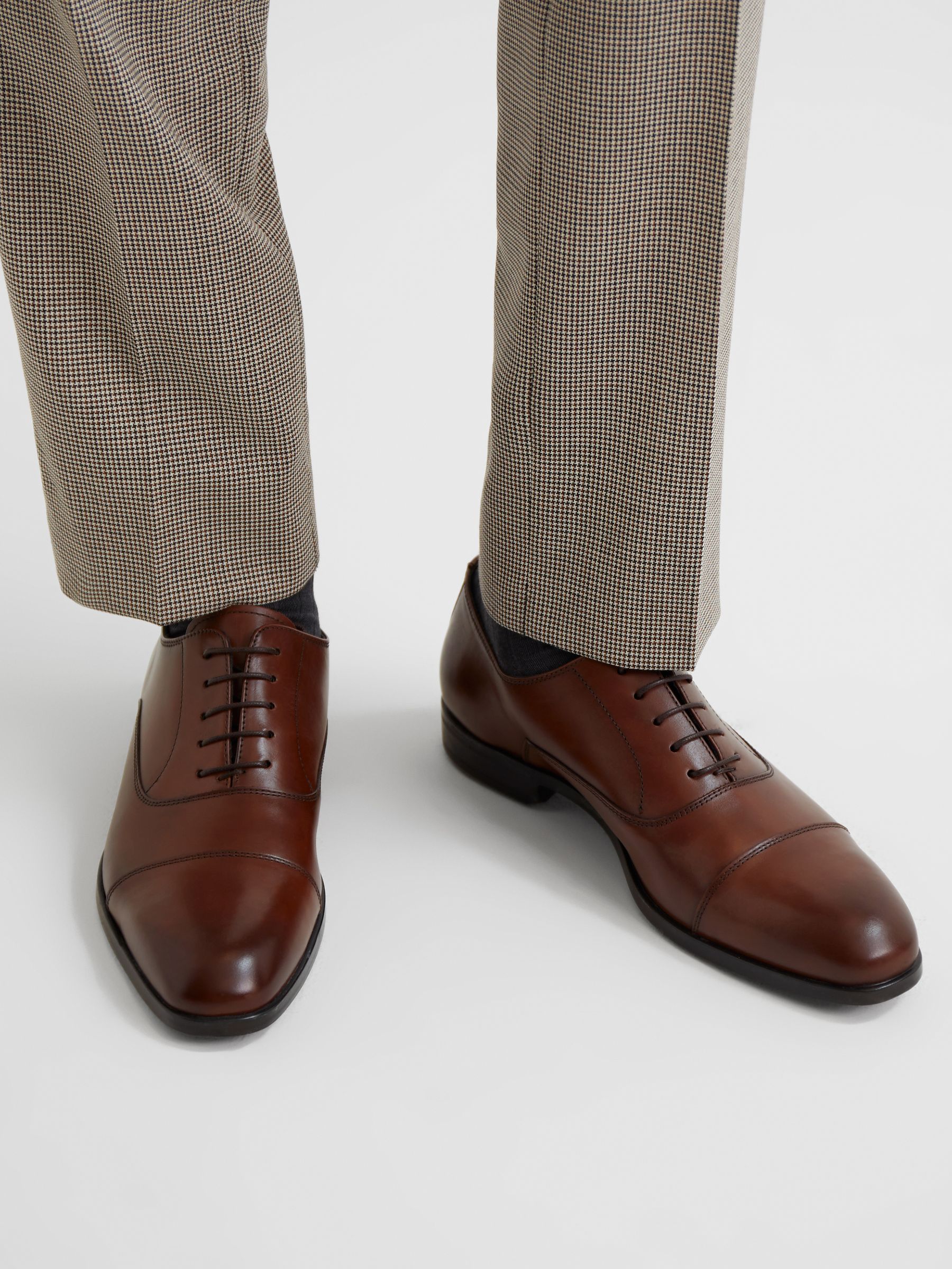 Leather Oxford Shoes in Tan - Image 2 of 5