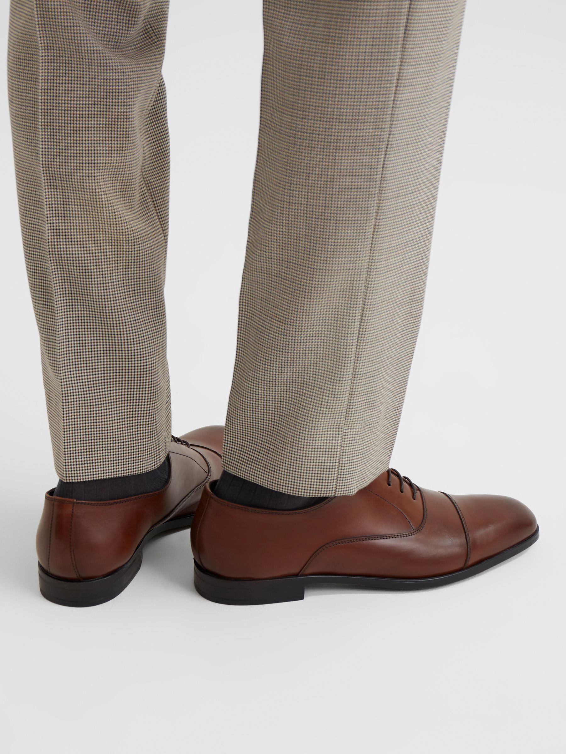 Leather Oxford Shoes in Tan - Image 3 of 5