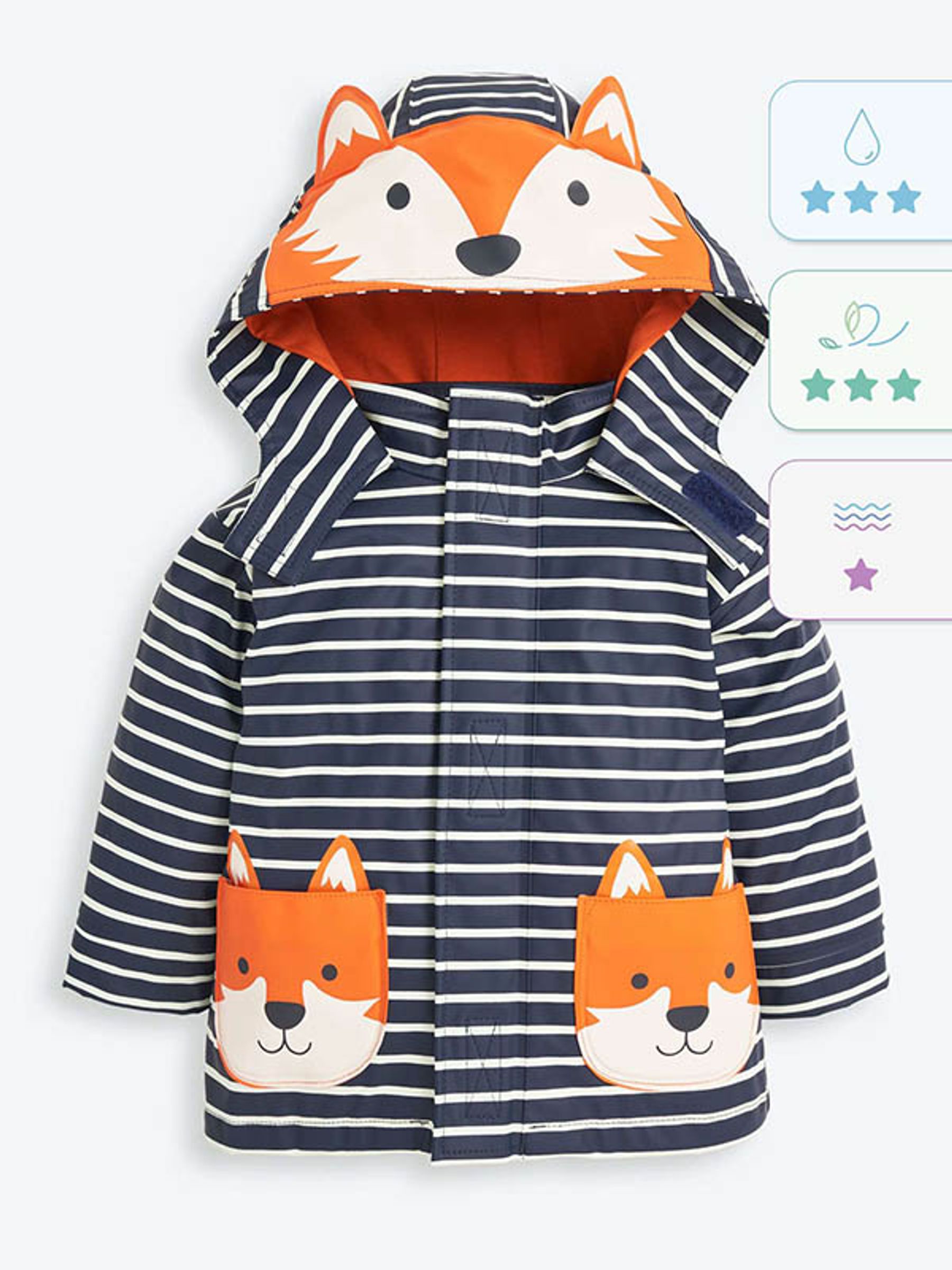 Navy Stripe Fox Waterproof Jacket - Image 2 of 7