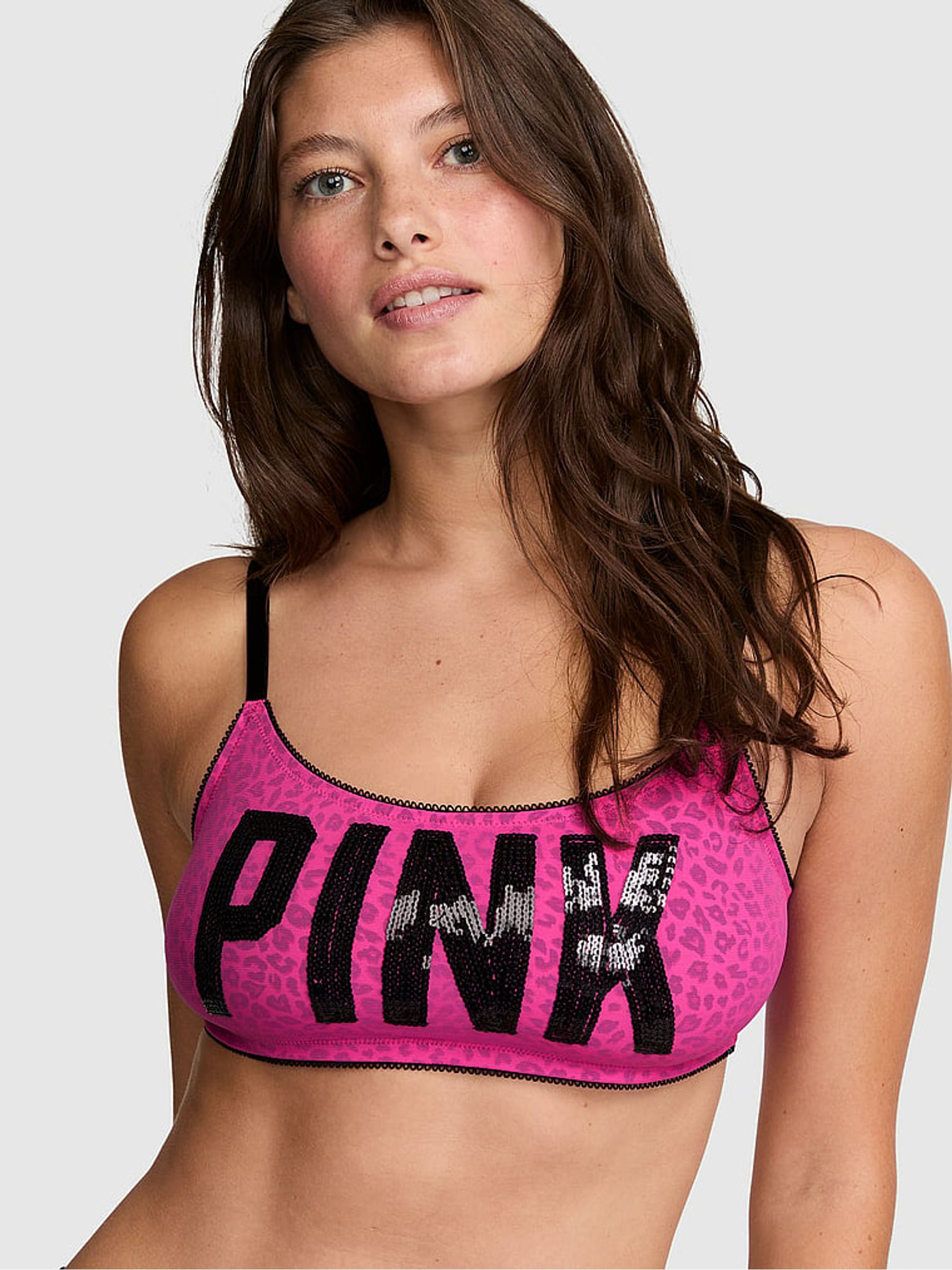 Pink Fire Leopard Sequin Bralette - Image 2 of 3 Pink Fire Leopard Sequin Bralette - Image 2 of 3