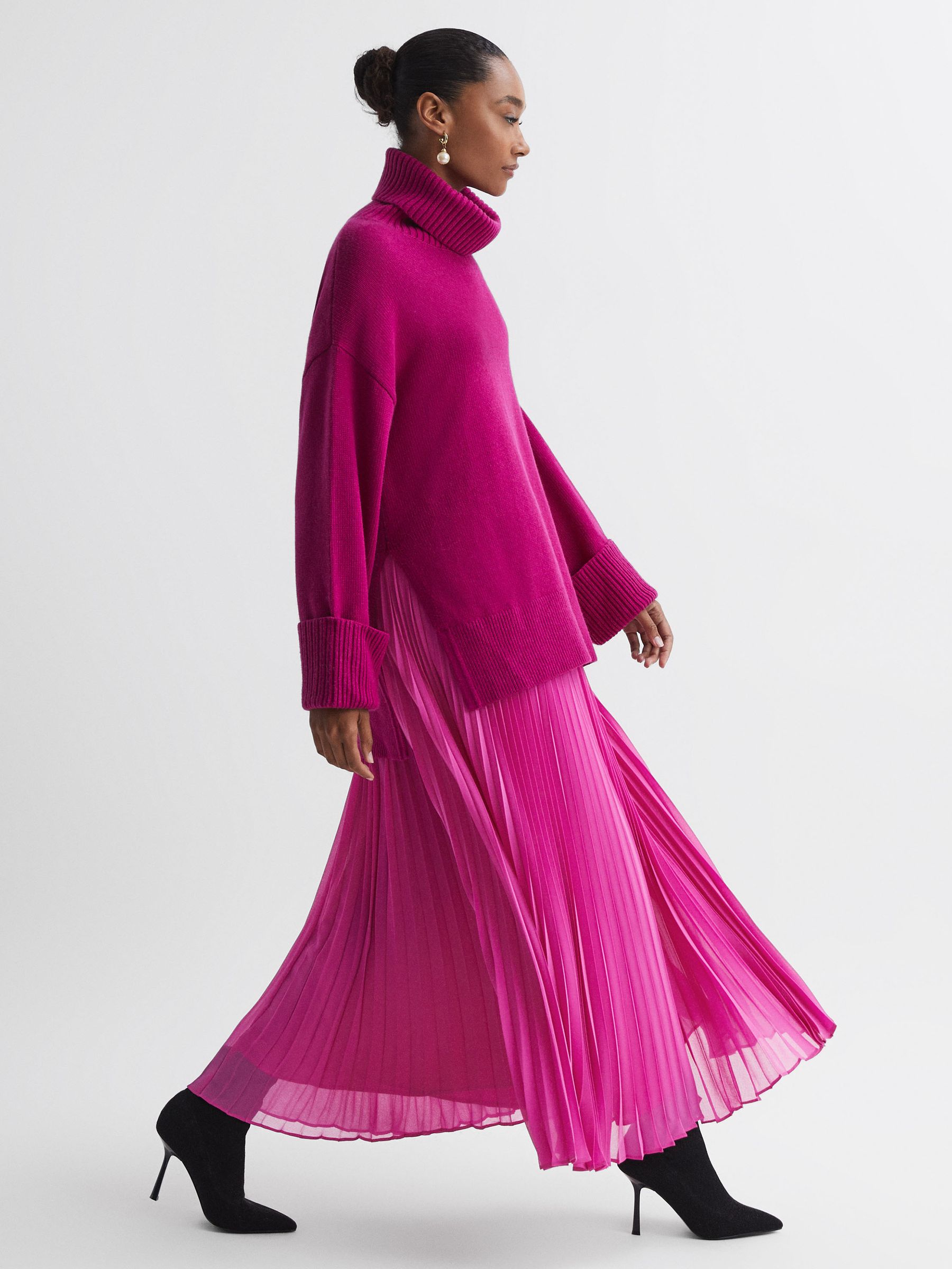 Florere Pleated Maxi Skirt in Bright Pink - Image 1 of 5 Florere Pleated Maxi Skirt in Bright Pink - Image 1 of 5