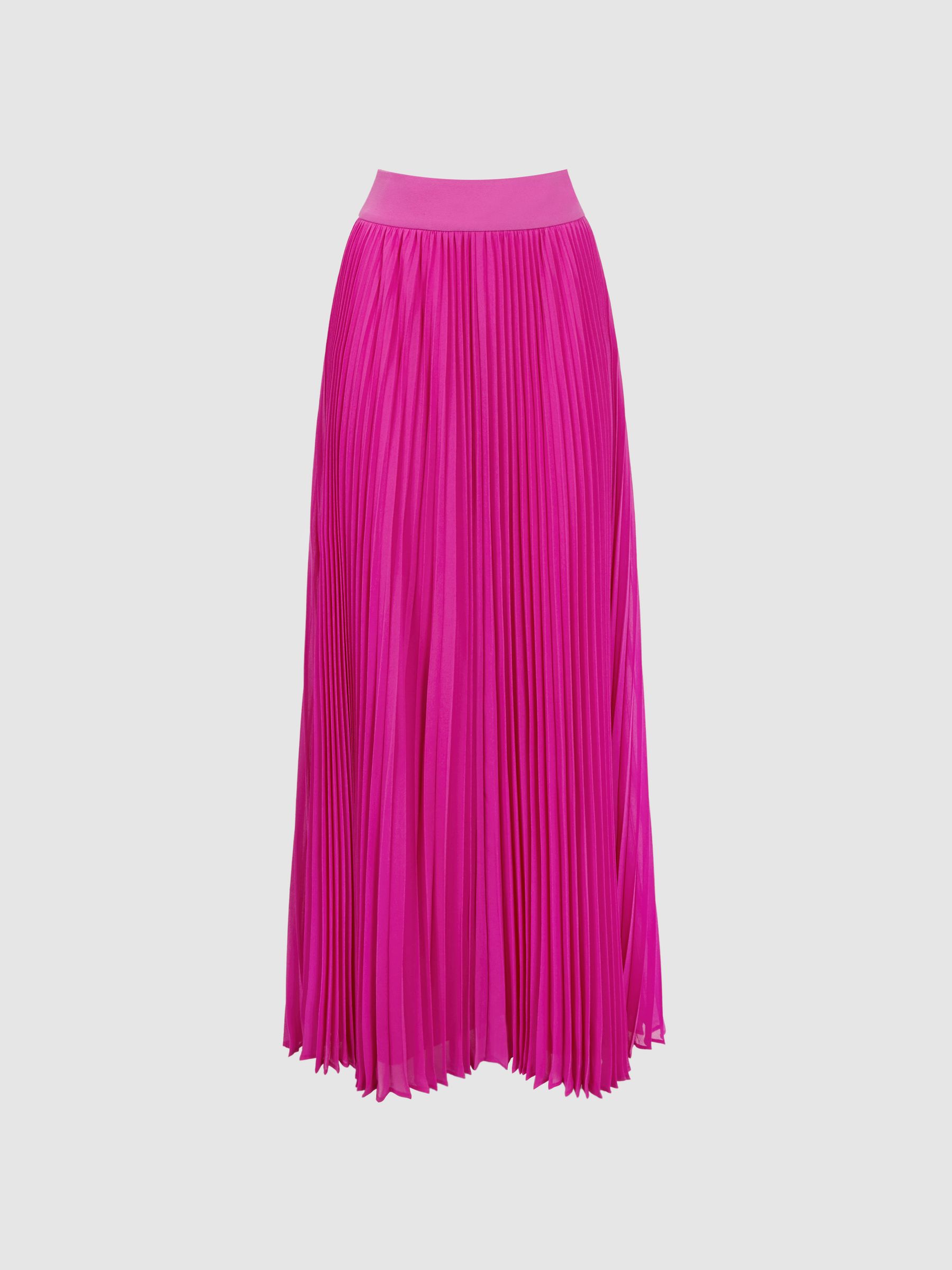 Florere Pleated Maxi Skirt in Bright Pink - Image 2 of 5 Florere Pleated Maxi Skirt in Bright Pink - Image 2 of 5
