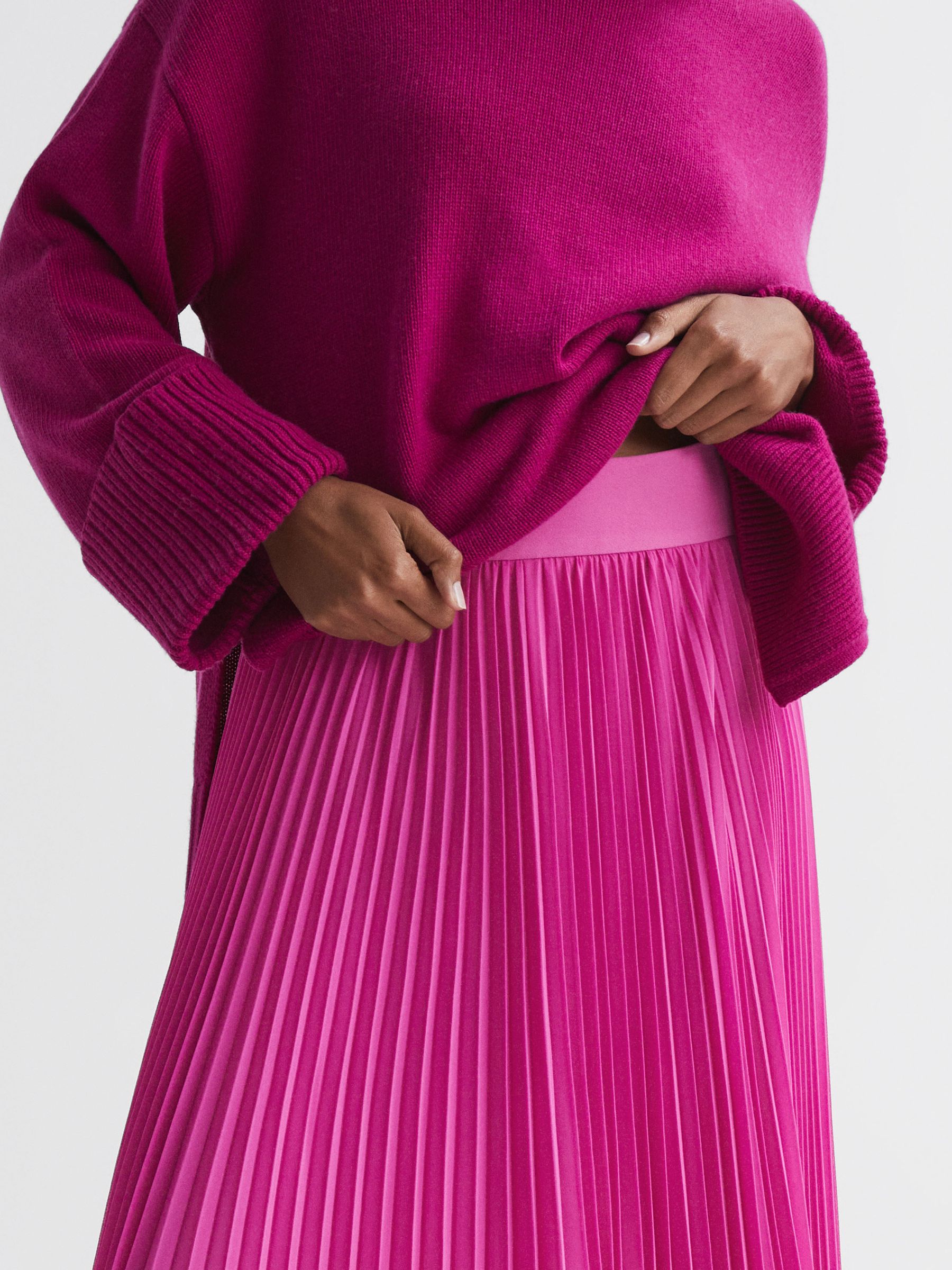 Florere Pleated Maxi Skirt in Bright Pink - Image 3 of 5
