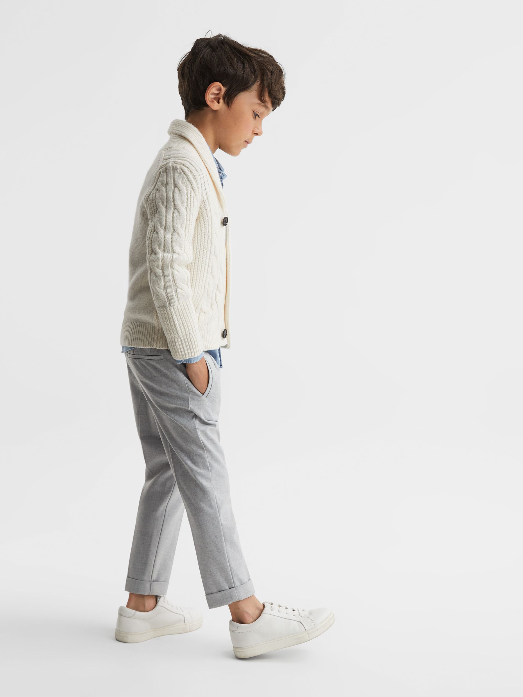 Senior Cable Knit Cardigan in Ecru - Image 7 of 8