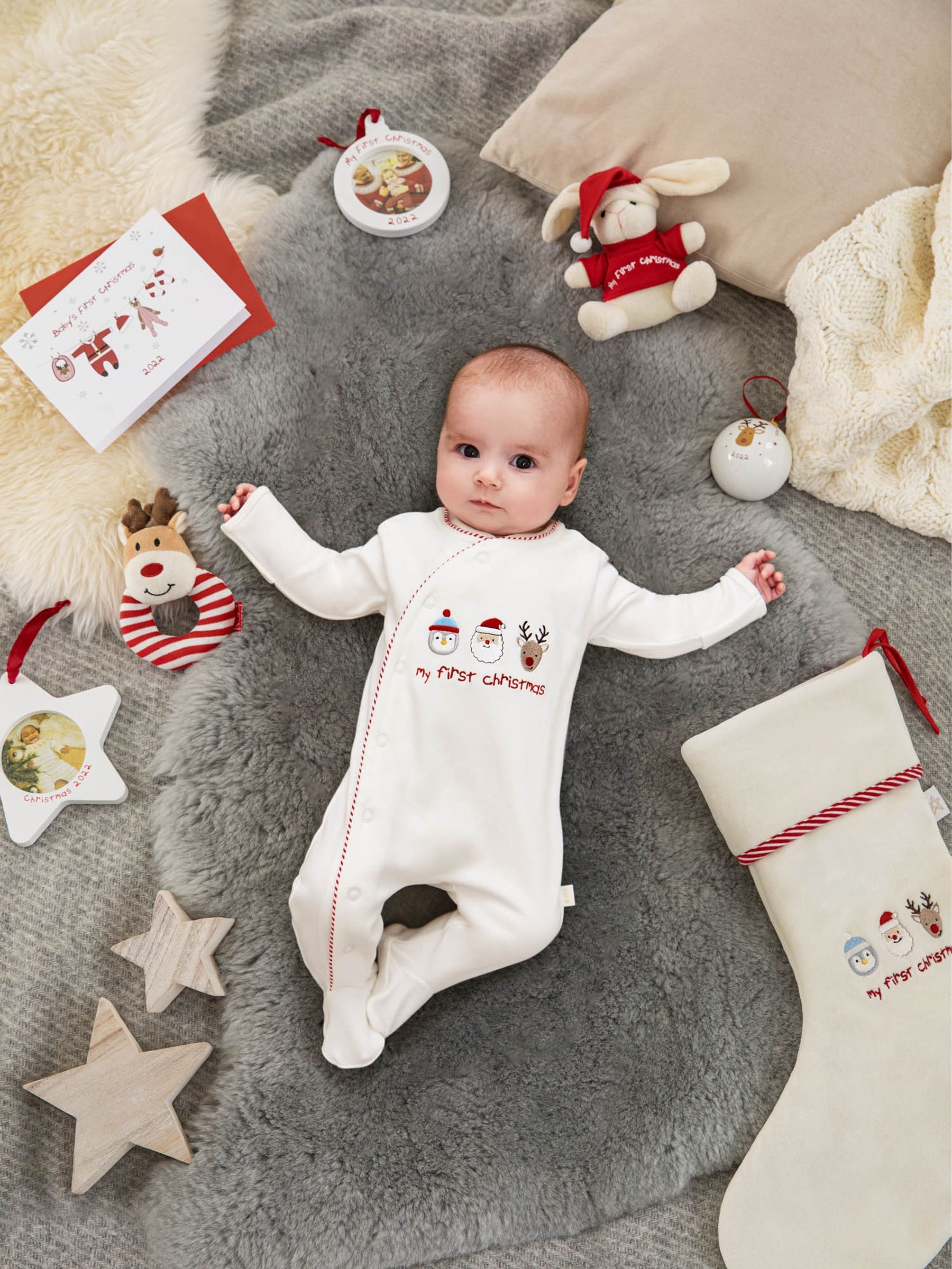 Cream My First Christmas Cotton Baby Sleepsuit - Image 2 of 4