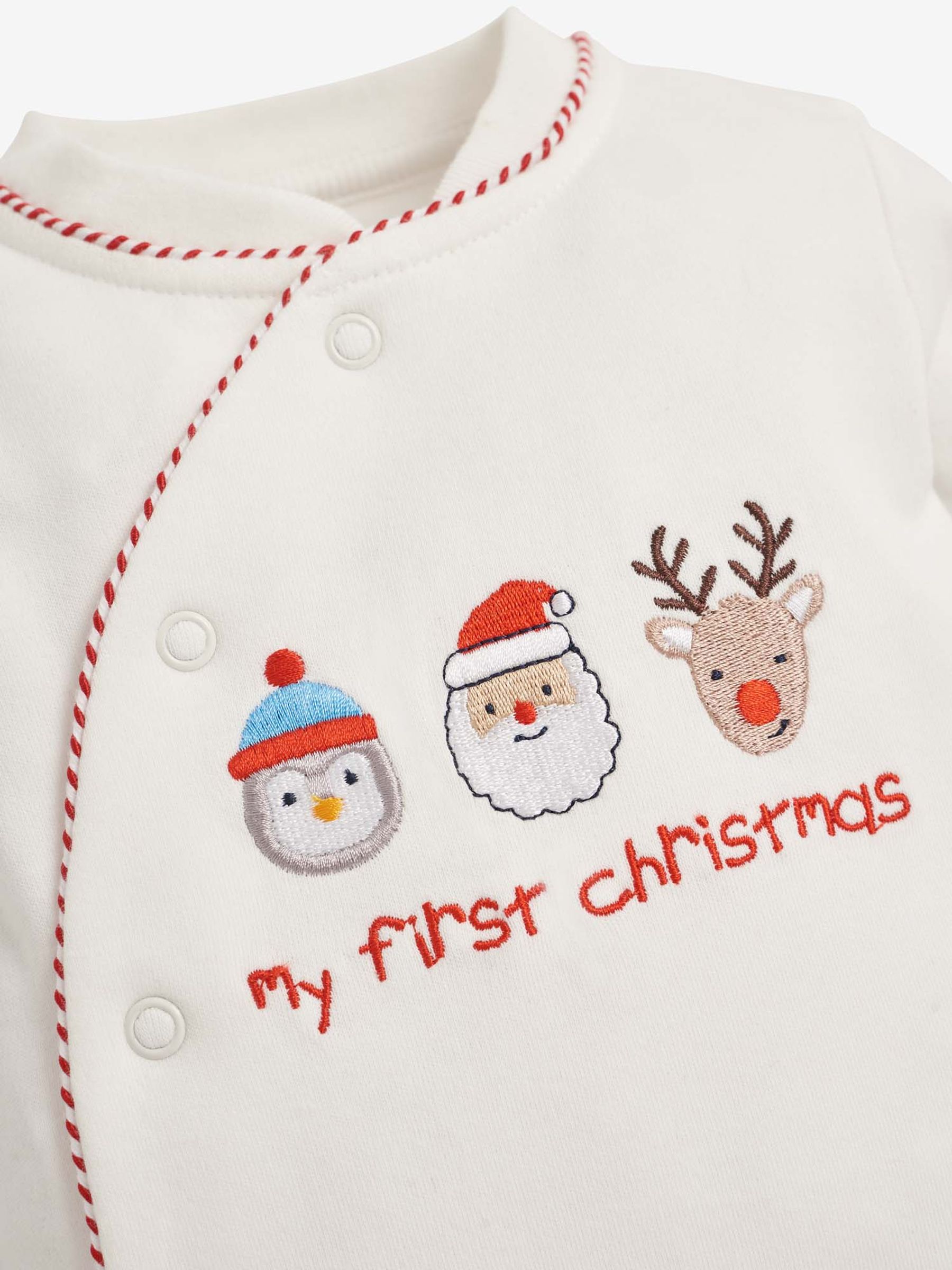 Cream My First Christmas Cotton Baby Sleepsuit - Image 4 of 4
